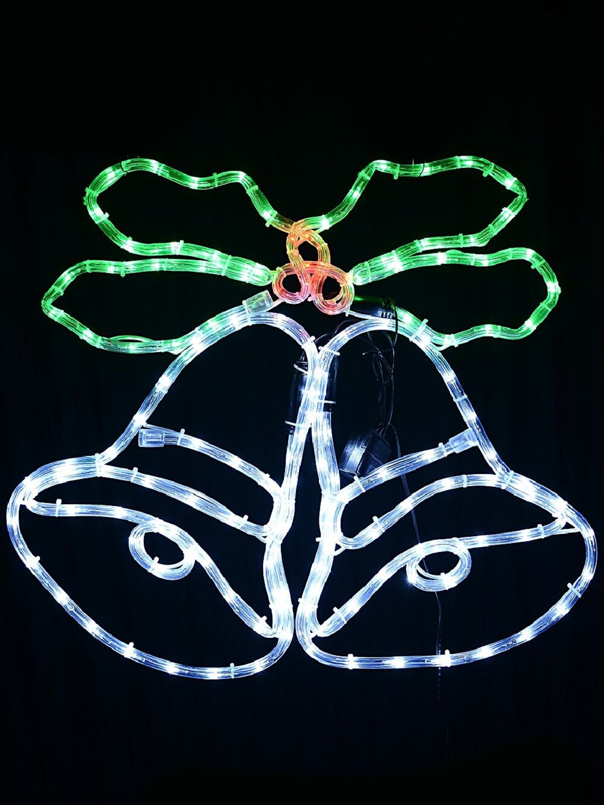 55cm Dynamic Christmas Bells & Holly Outdoor LED Rope Light Display
