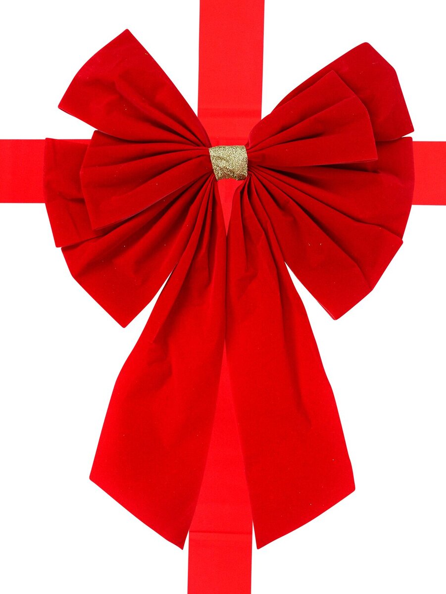 Red Felt Whimsical Monumental Front Door Bow & Ribbon | 55cm