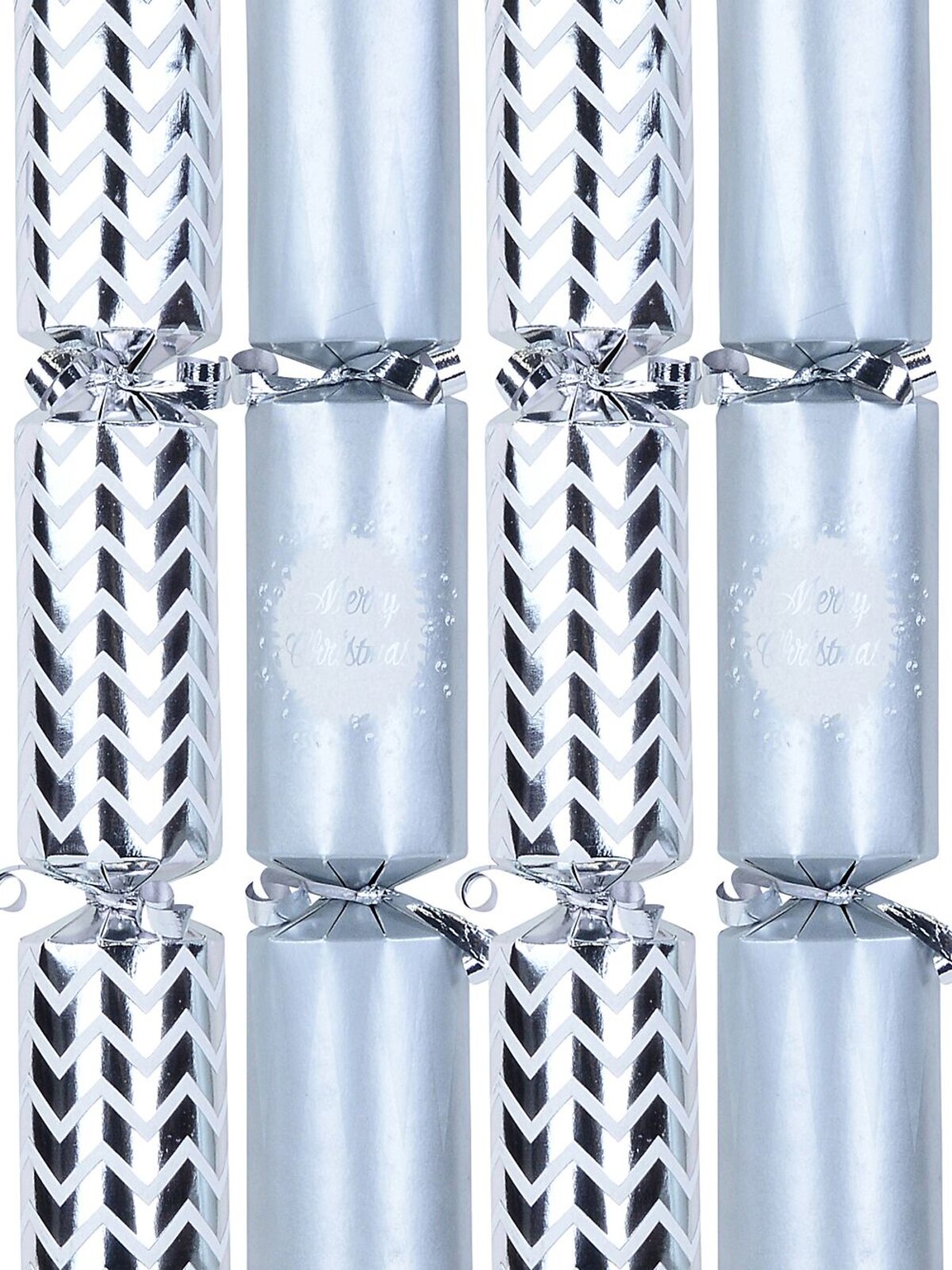 6 x 23cm Silver & Grey With Merry Christmas & Zig Zag Pattern Small Bon Bons