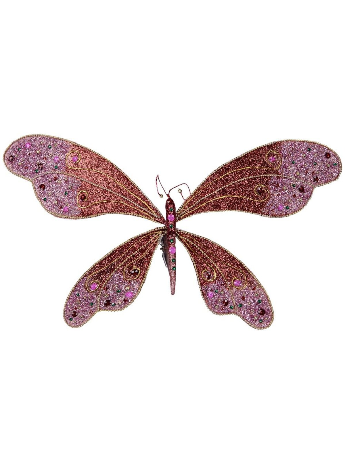 Large Pink Bejeweled Dragonfly Christmas Clip Pick | 62cm