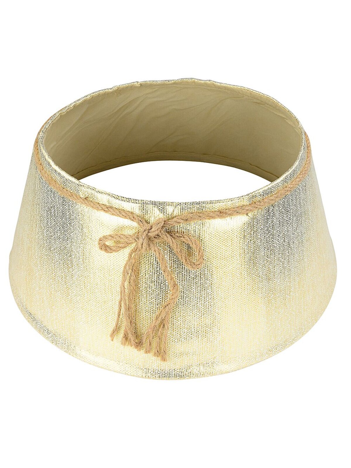 62cm Textured Gold & White Christmas Tree Collar With Rope Bow