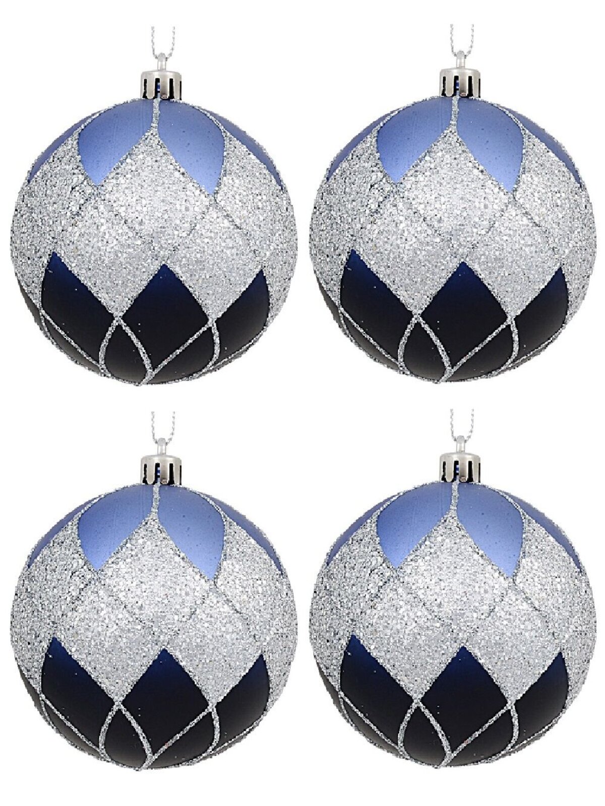 6x Dynamic Ombre Blue Statement Glitter Quadrilateral Baubles | 80mm