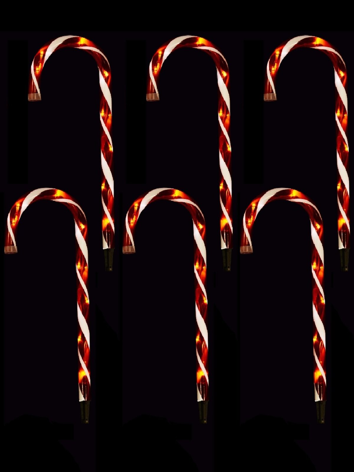 6x LED Christmas Candy Cane Path Lights - Red & White Garden Stakes | 54cm