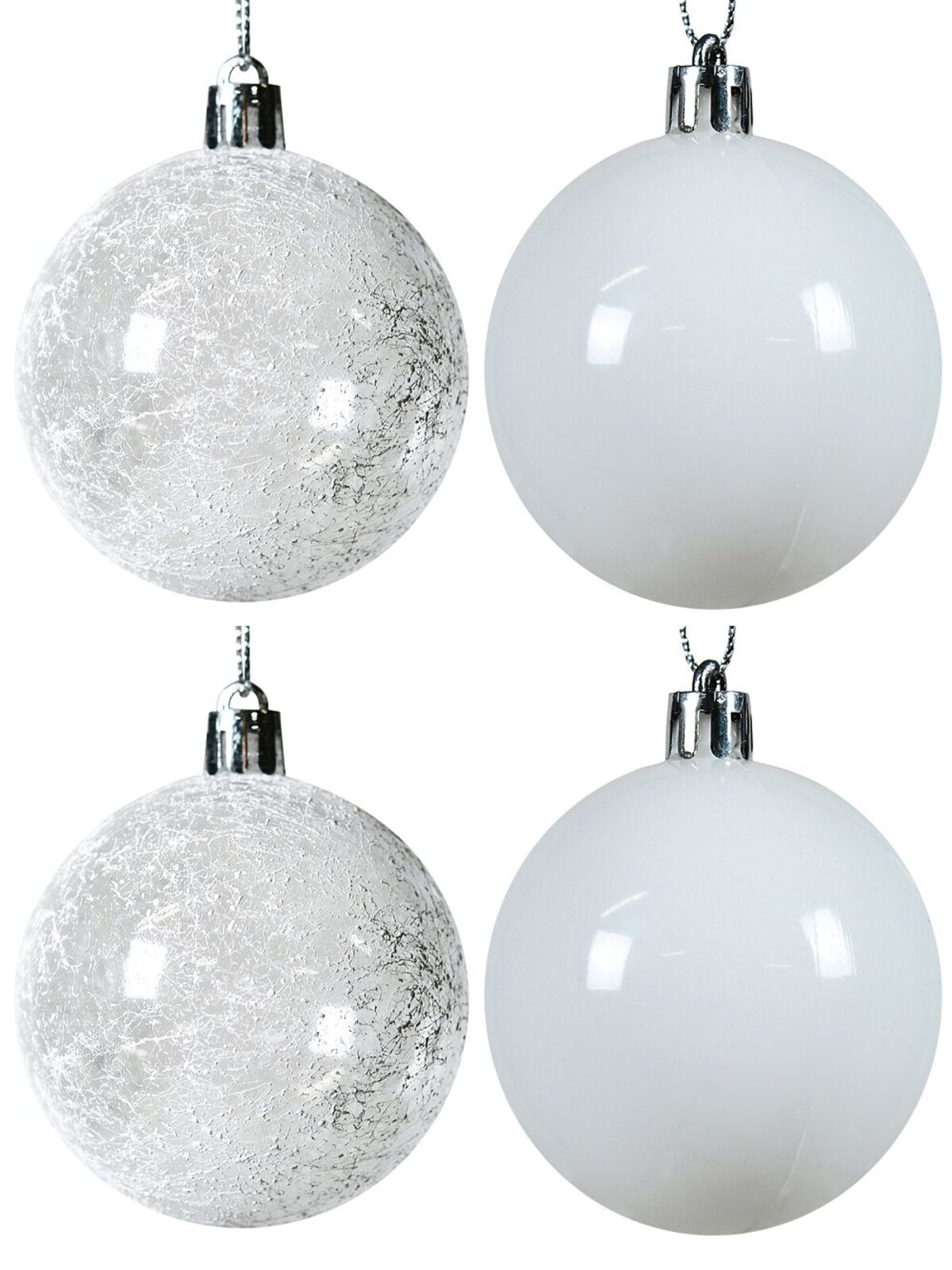 6x Radiant White & Clear Essential Gloss & Frosted Baubles | 60mm