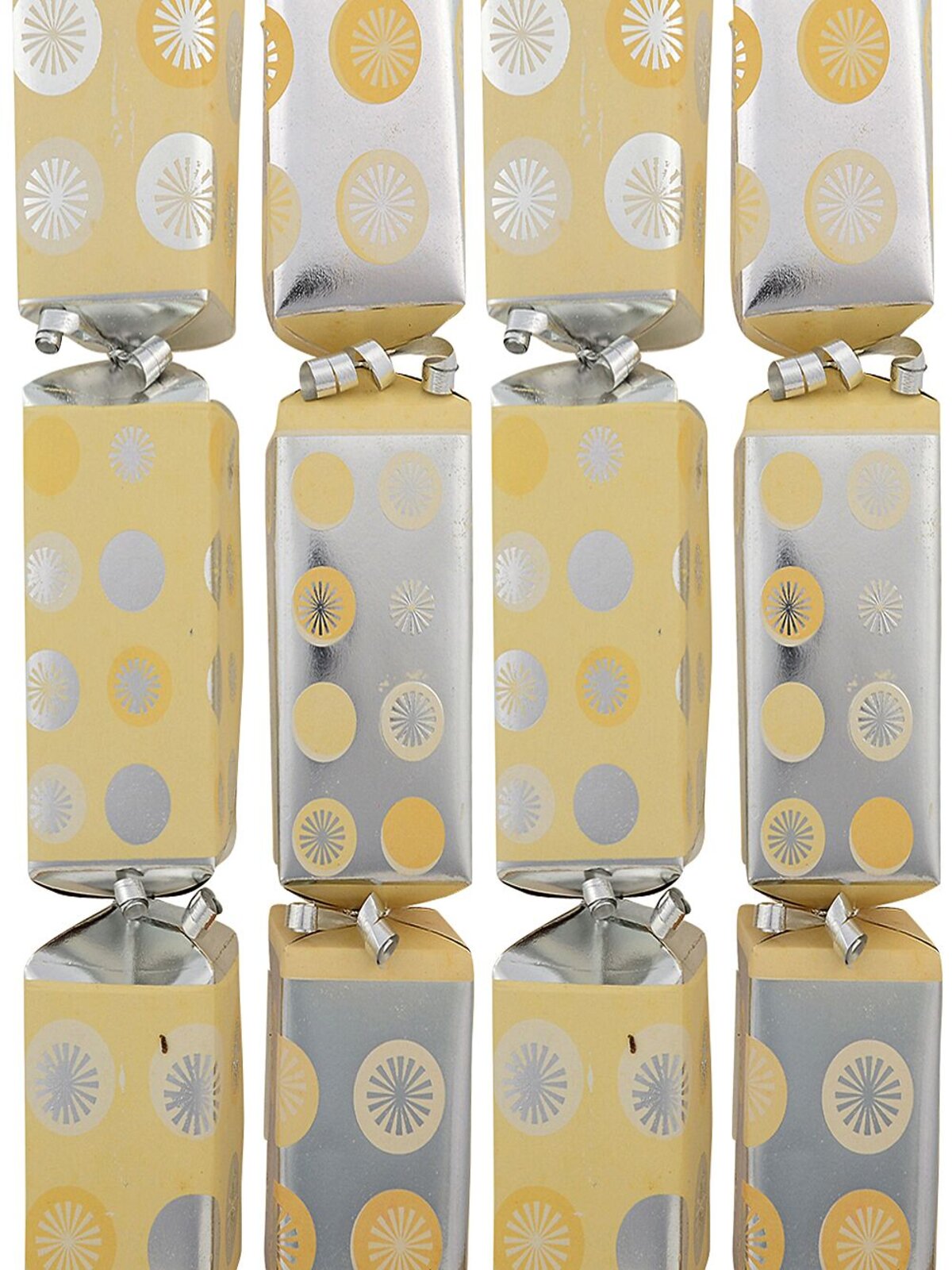 6x Retro Light Yellow & Silver Square Christmas Bon Bons (Crackers) | 29cm
