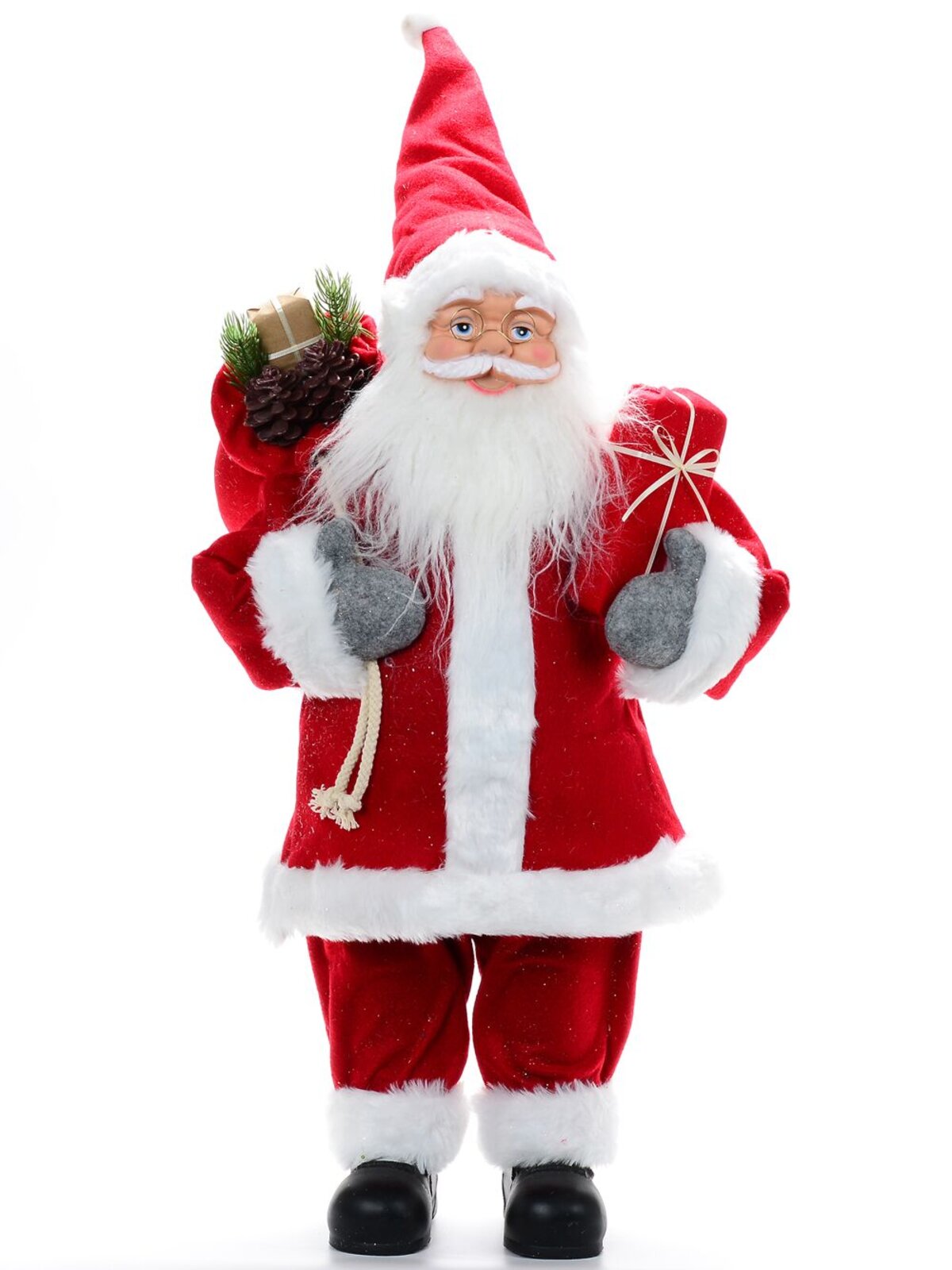 72cm Traditional Santa Claus With Present & Gift Sack Decorative Ornament