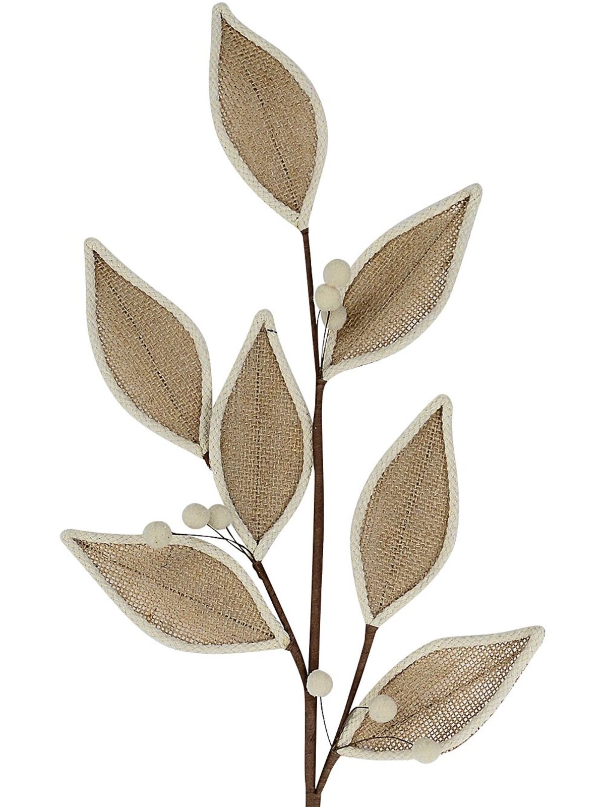 73cm Burlap Magnolia Leaf & Berry Branch Spray Long Christmas Stem