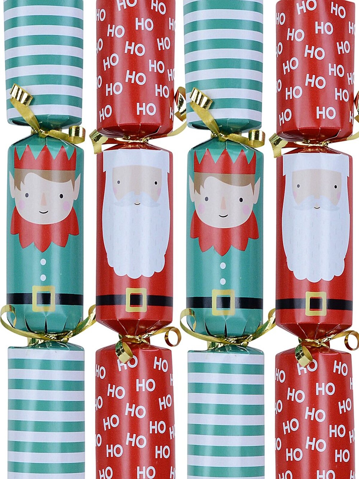 8 x 22cm Red Ho Ho Ho Santa & Green Stripe Elf Small Christmas Bon Bons