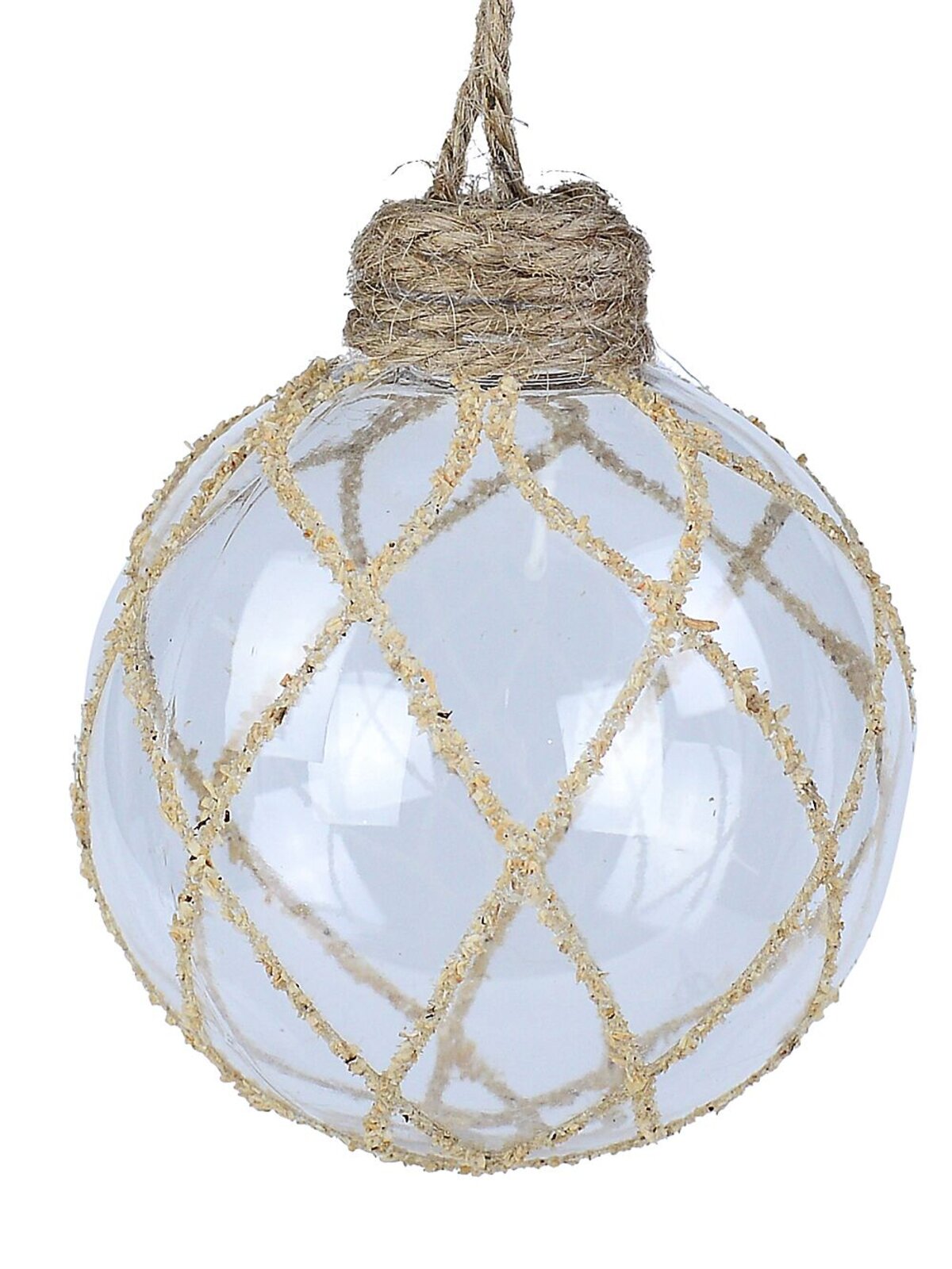 80mm Clear Christmas Ball Bauble With Natural Textured Lines Pattern