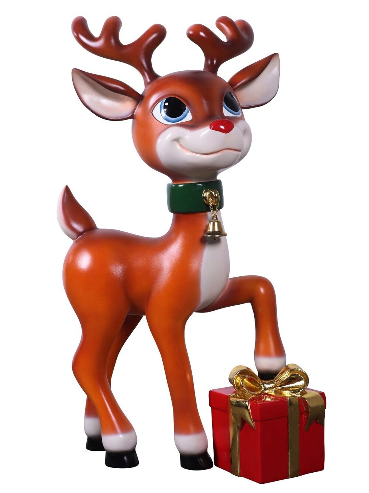 89cm Cute Reindeer Calf With Gift Life Size Resin Christmas Ornament