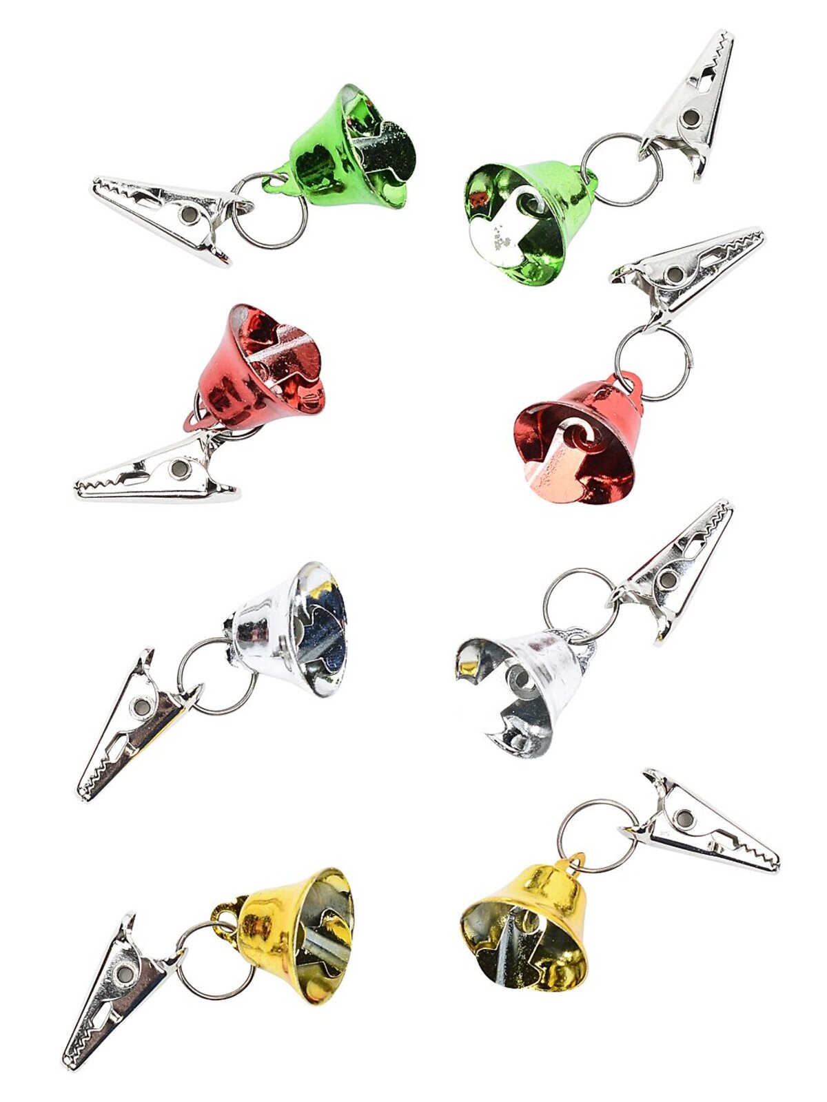 8x Festive Multi Colour Christmas Beard Jingle Bells With Clips | 15mm