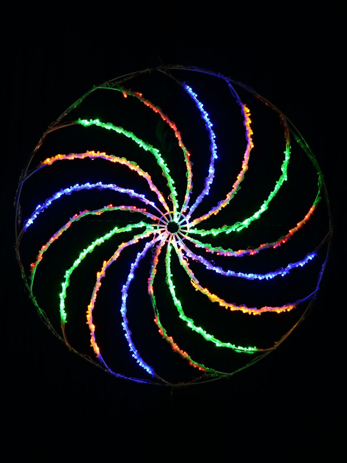 90cm Dynamic Spiral Pinwheel Multi Colour LED Outdoor String Light Display