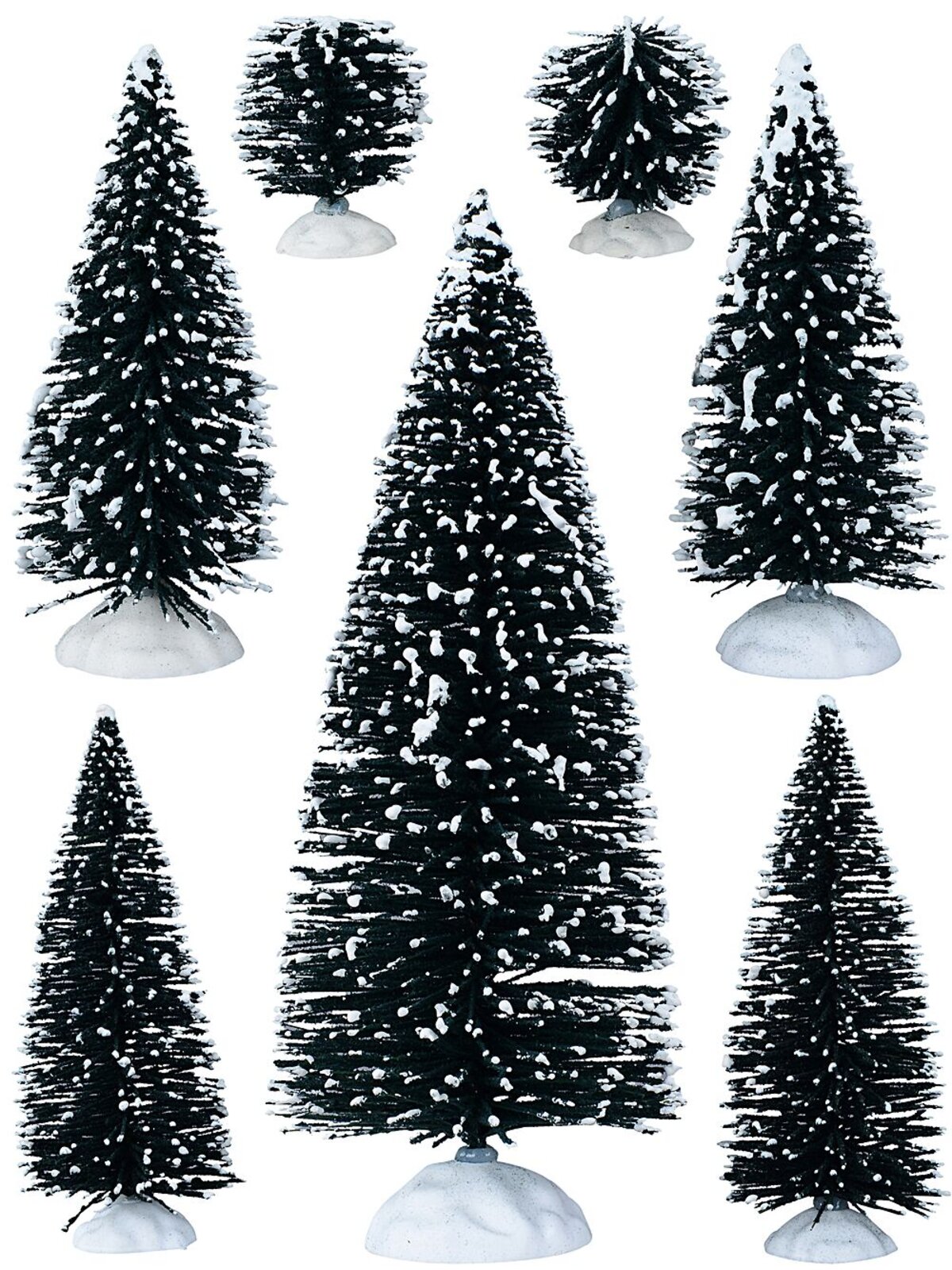 9x Snow Tipped Pine Tree & Shrub Village Scenery | 21cm Tree