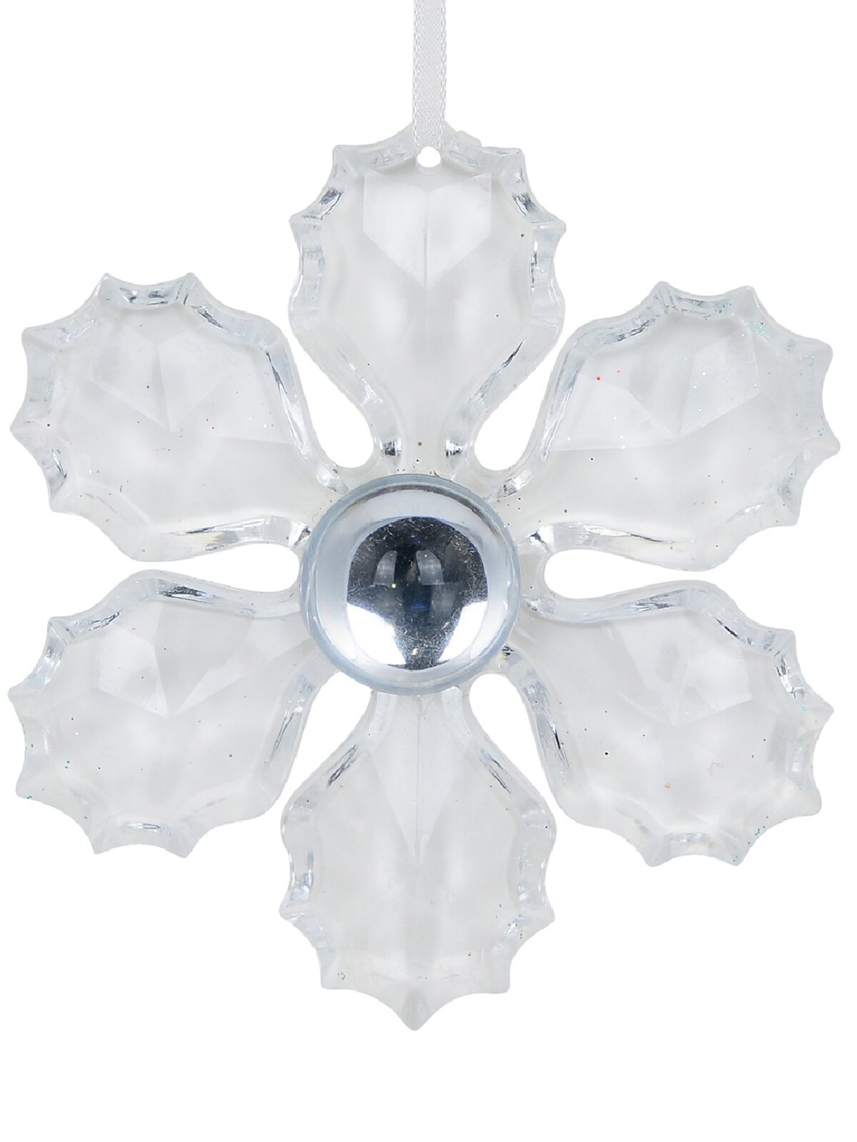 Acrylic Snowflake & Centre Dome Christmas Tree Hanging Decoration - 10cm