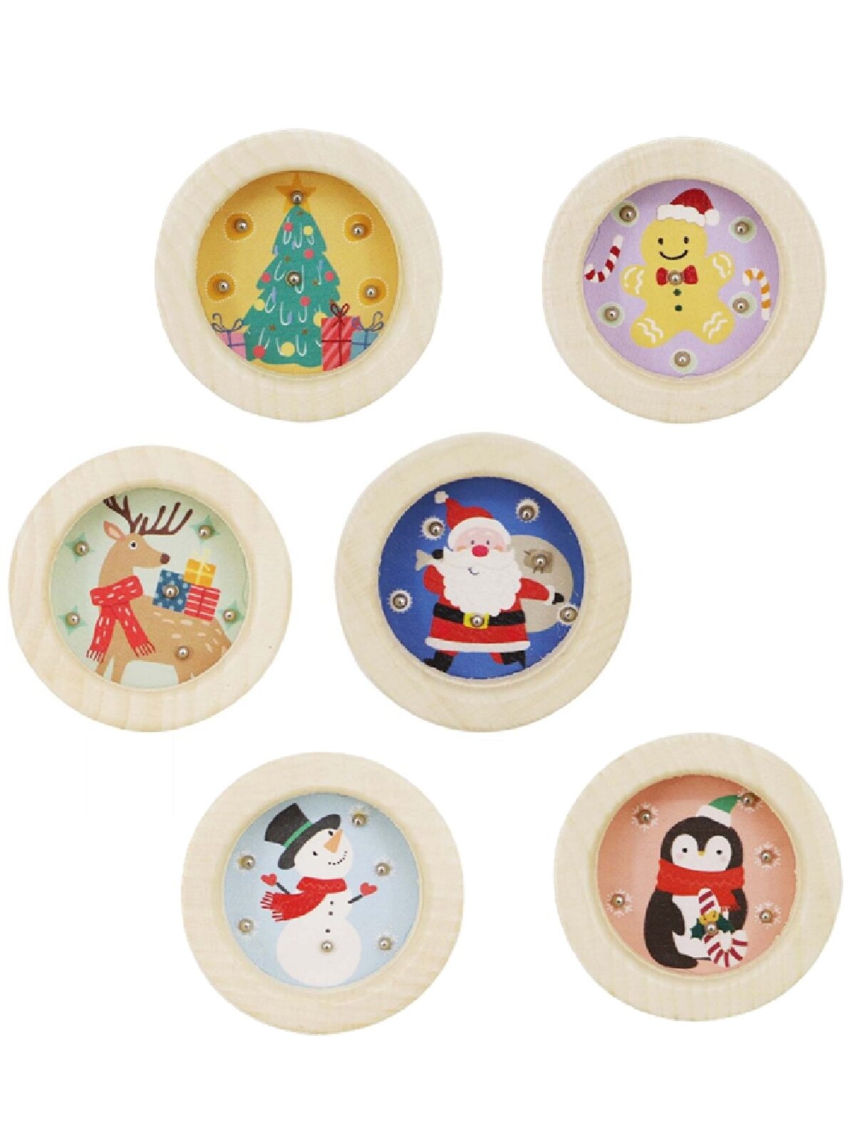 Assorted Christmas Design Wooden Handheld Balance Ball Game