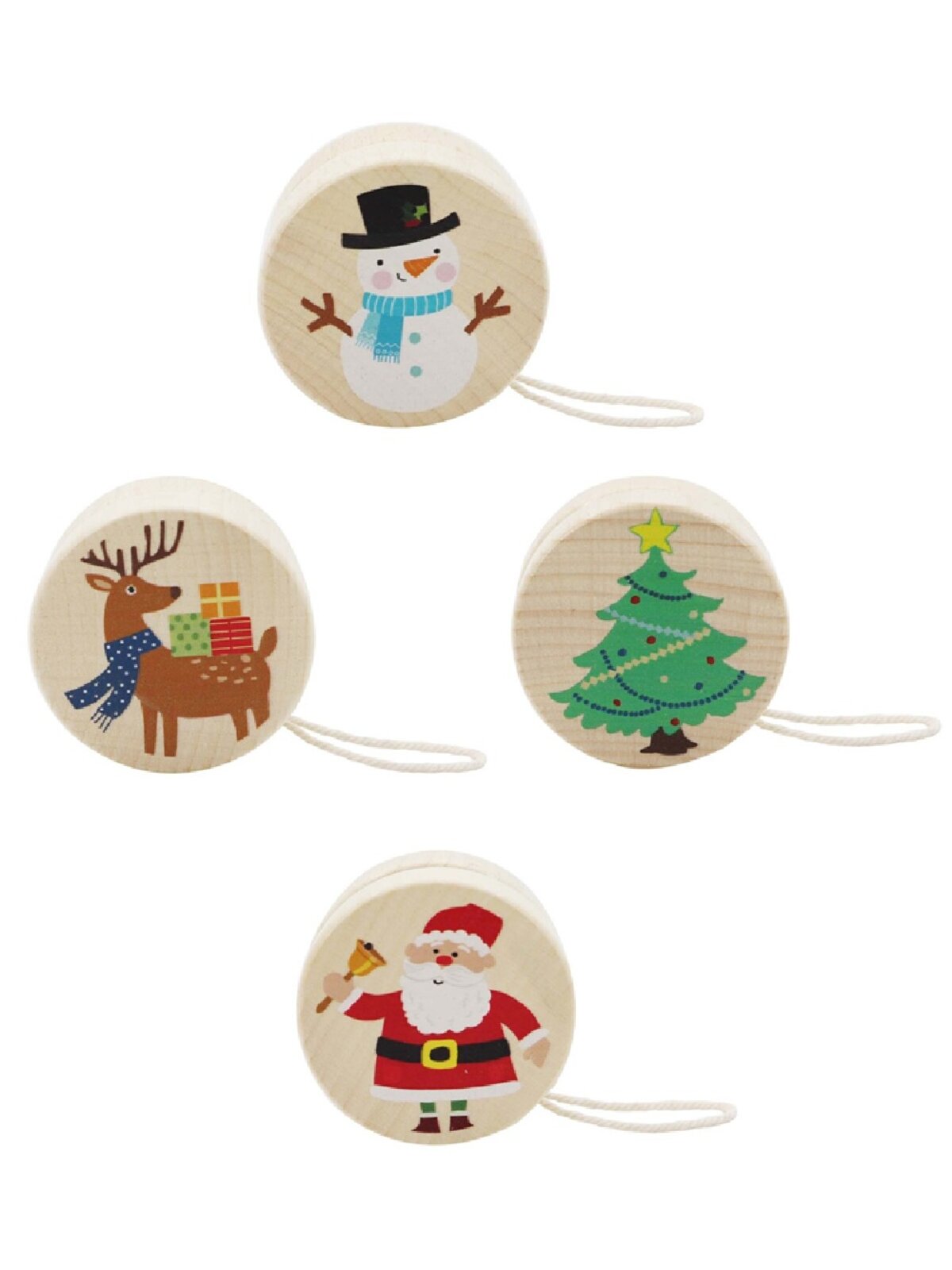 Assorted Christmas Design Wooden Yo Yo | Festive Stocking Filler
