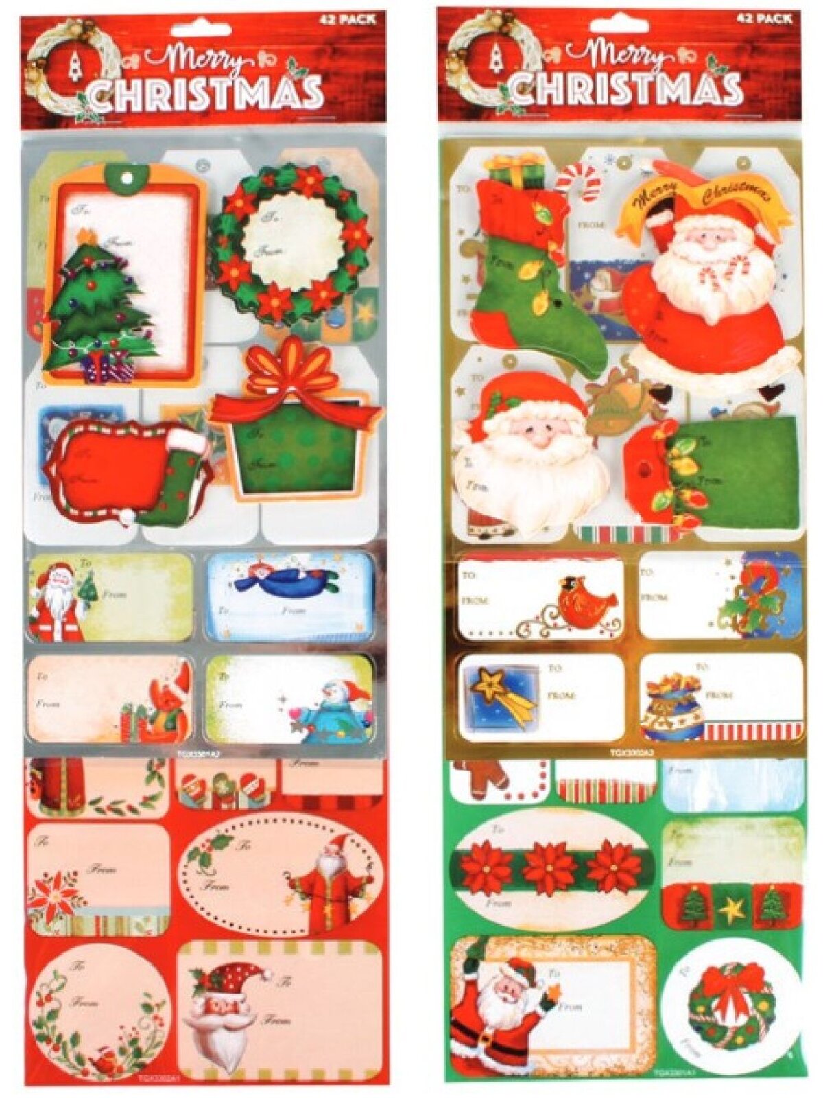 Assorted Christmas Gift Tags With Various Styles - 42 Pack