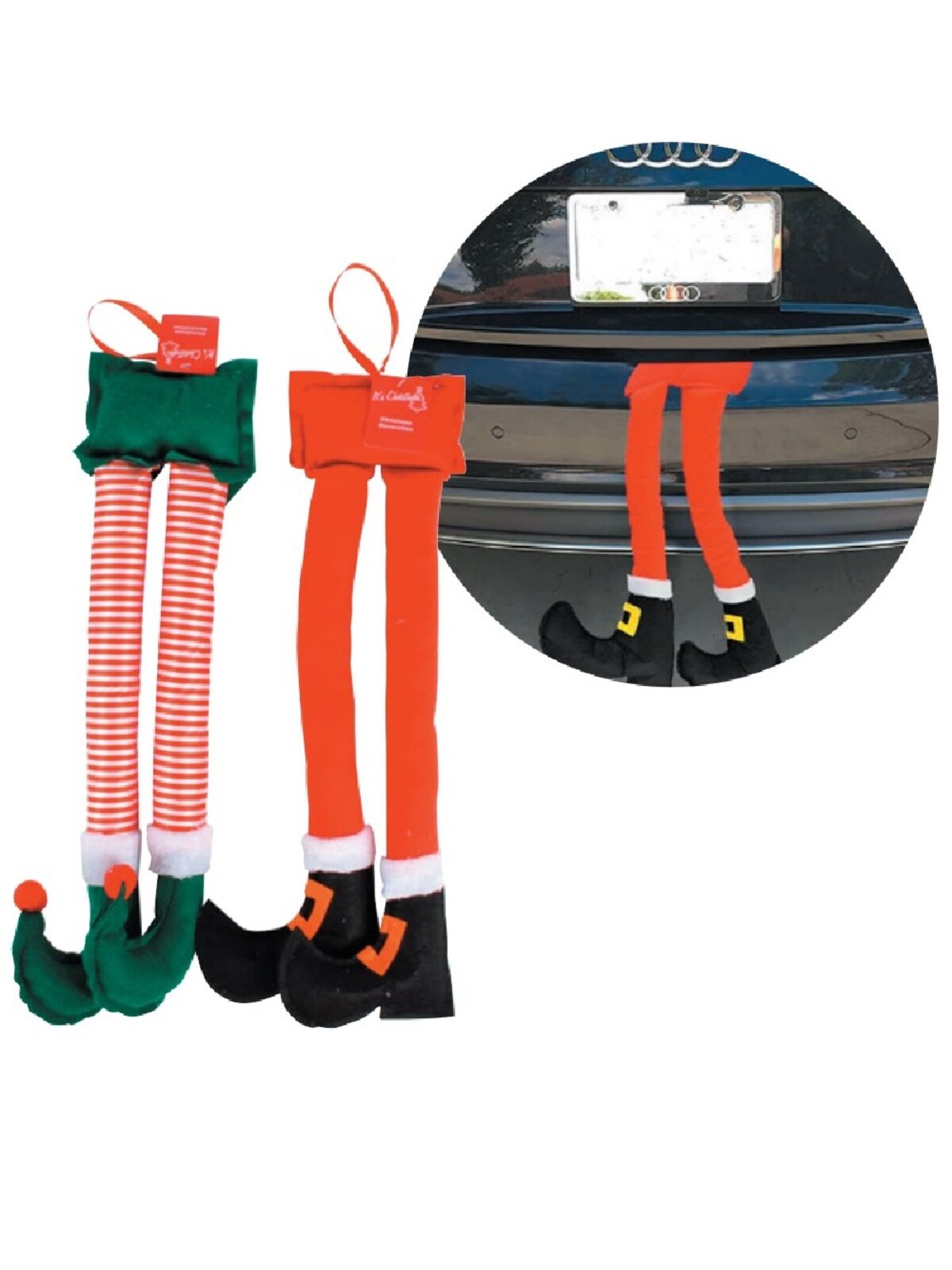 Assorted Elf In The Boot Green Dangling Legs Hanging Decoration - 50cm