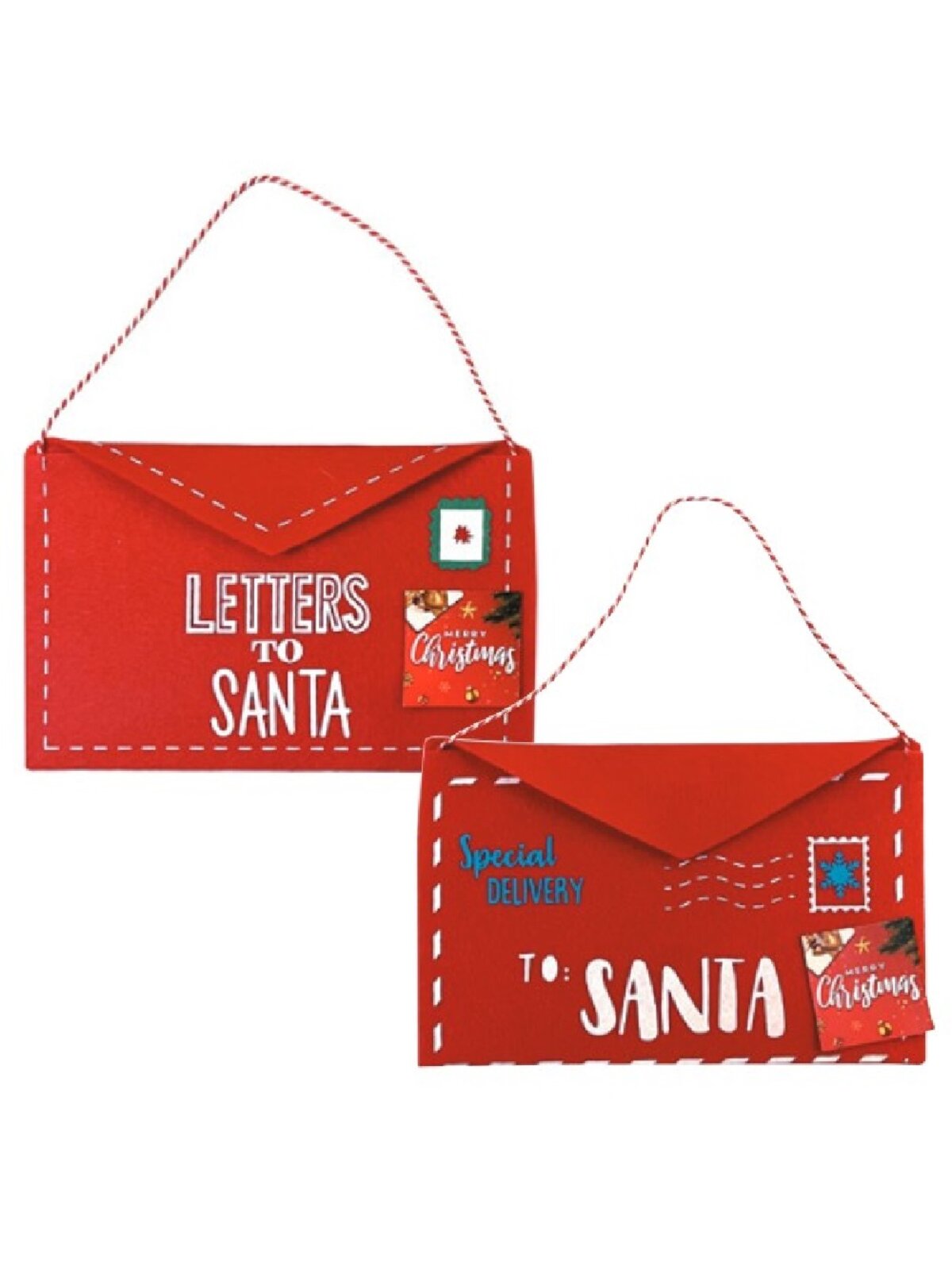 Assorted Red Felt Special Letter Delivery To Santa Envelope Hanging Decoration