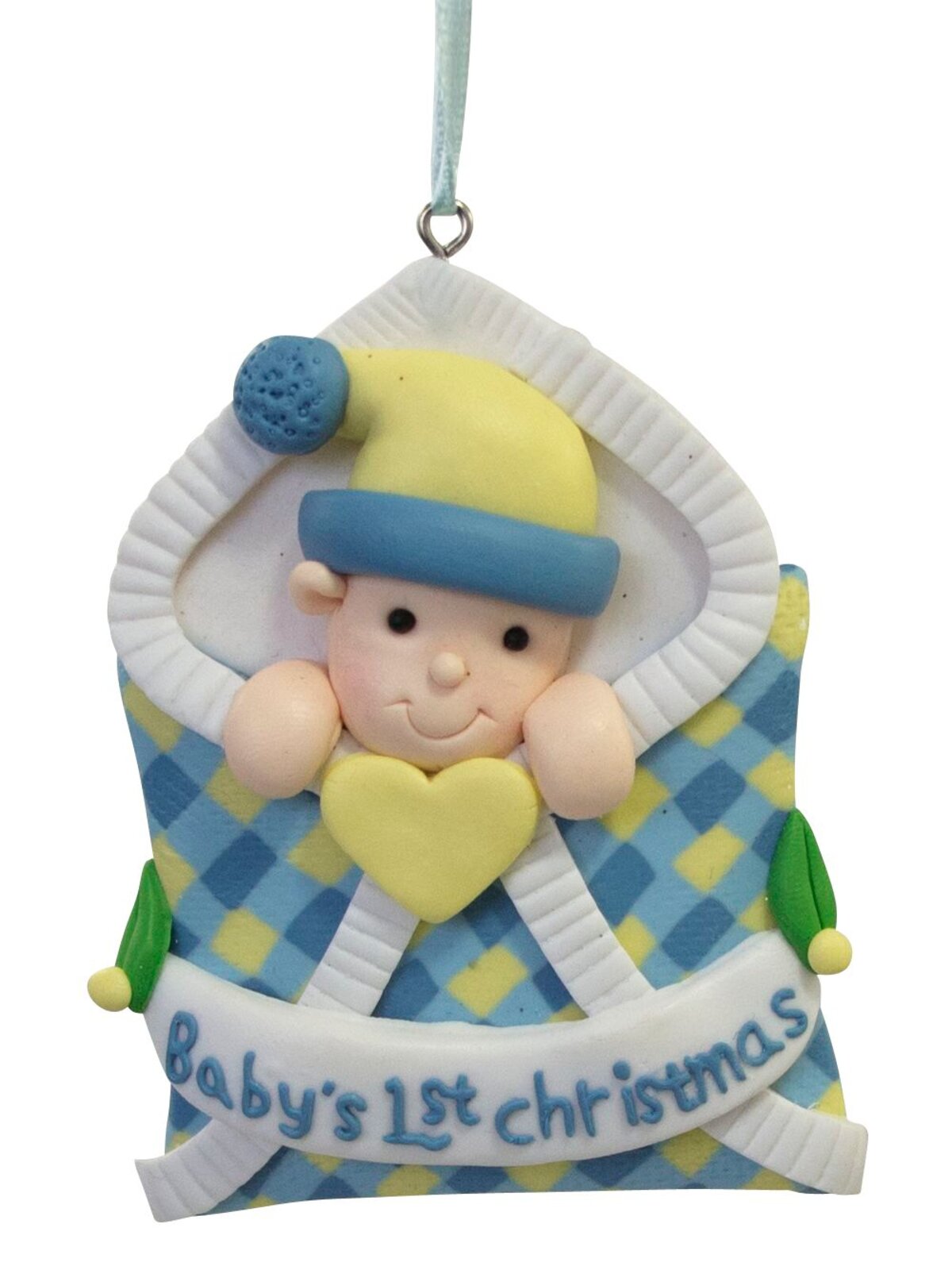 Blue Baby's 1st Christmas Clay Dough Hanging Ornament - 90mm