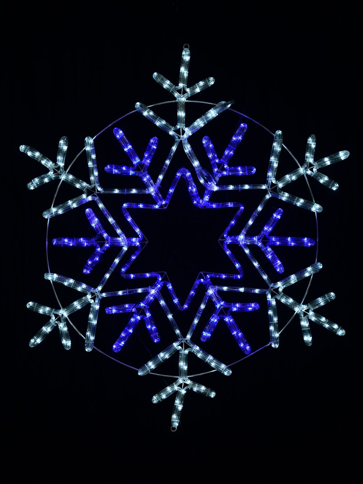 Blue & Cool White LED Radiating Snowflake Rope Light Silhouette - 1m