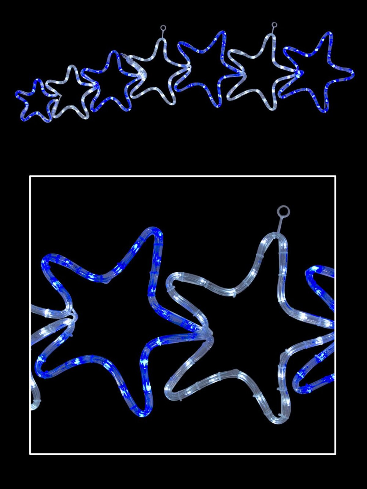 Blue & Cool White LED Star Rope Light Silhouette - 30cm