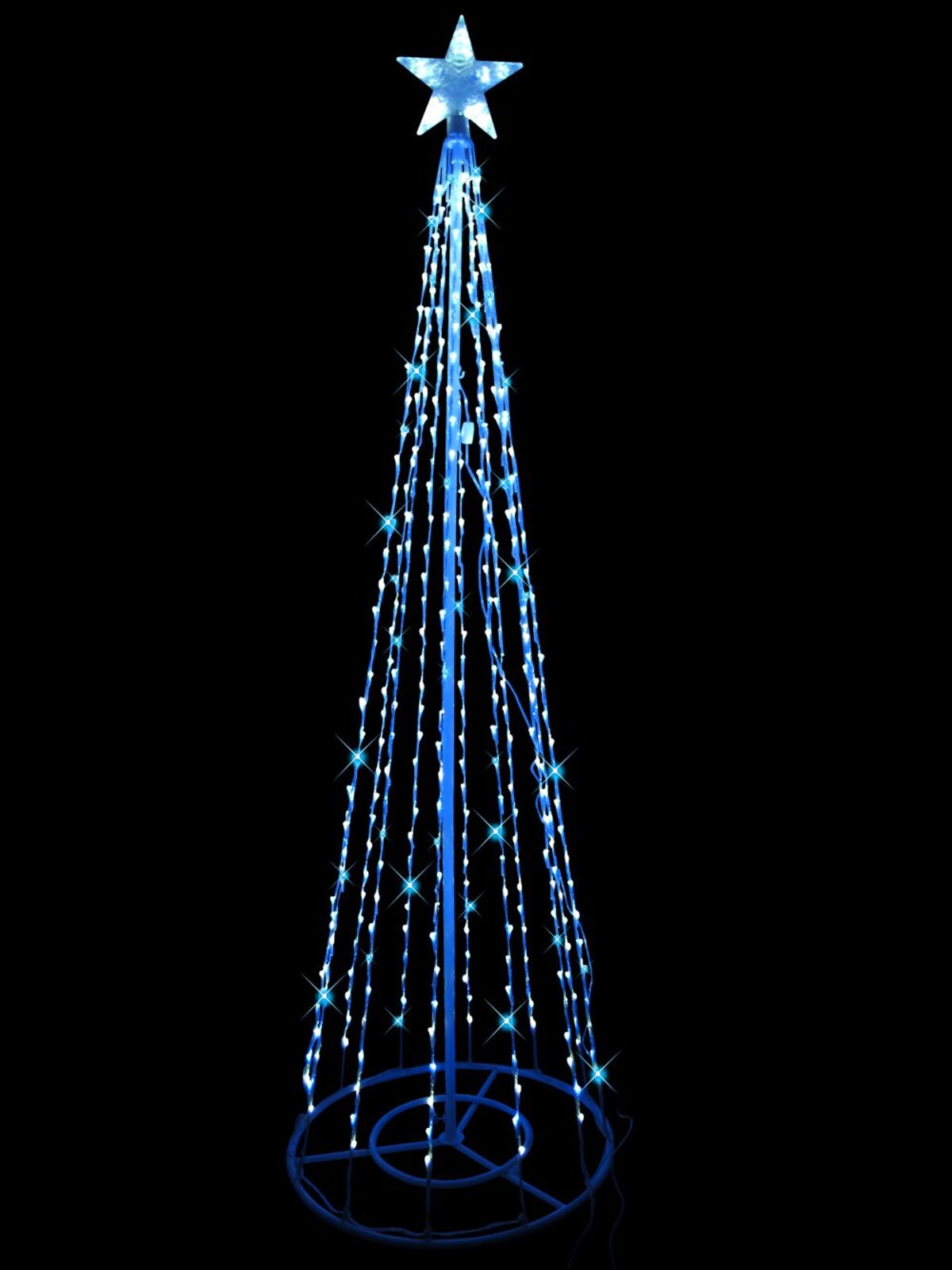 Blue & Cool White Snowing LED Outdoor Christmas Tree - 2m