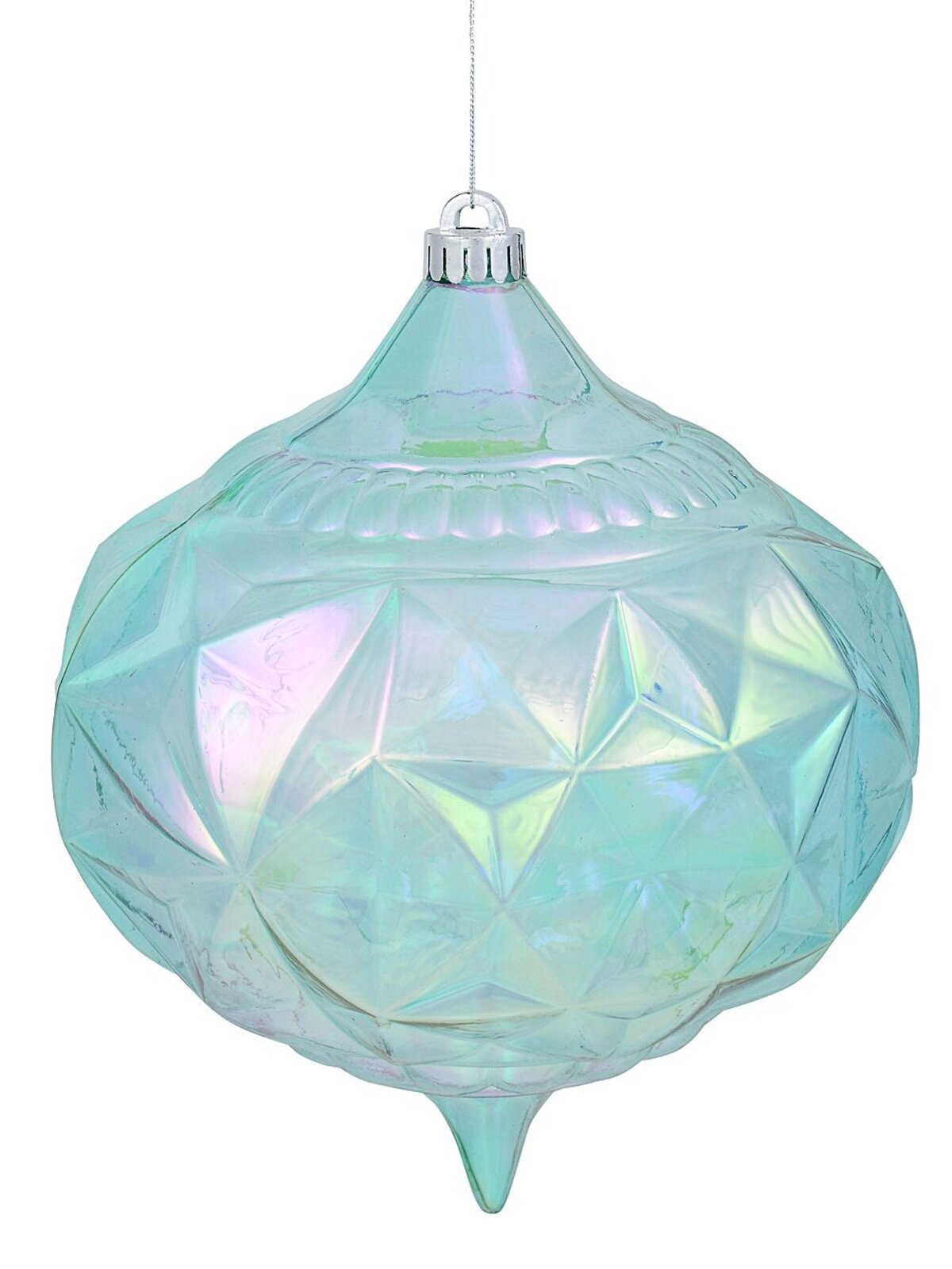 Blue Iridescent Geometric Onion Bauble Large Display Ornament | 20cm