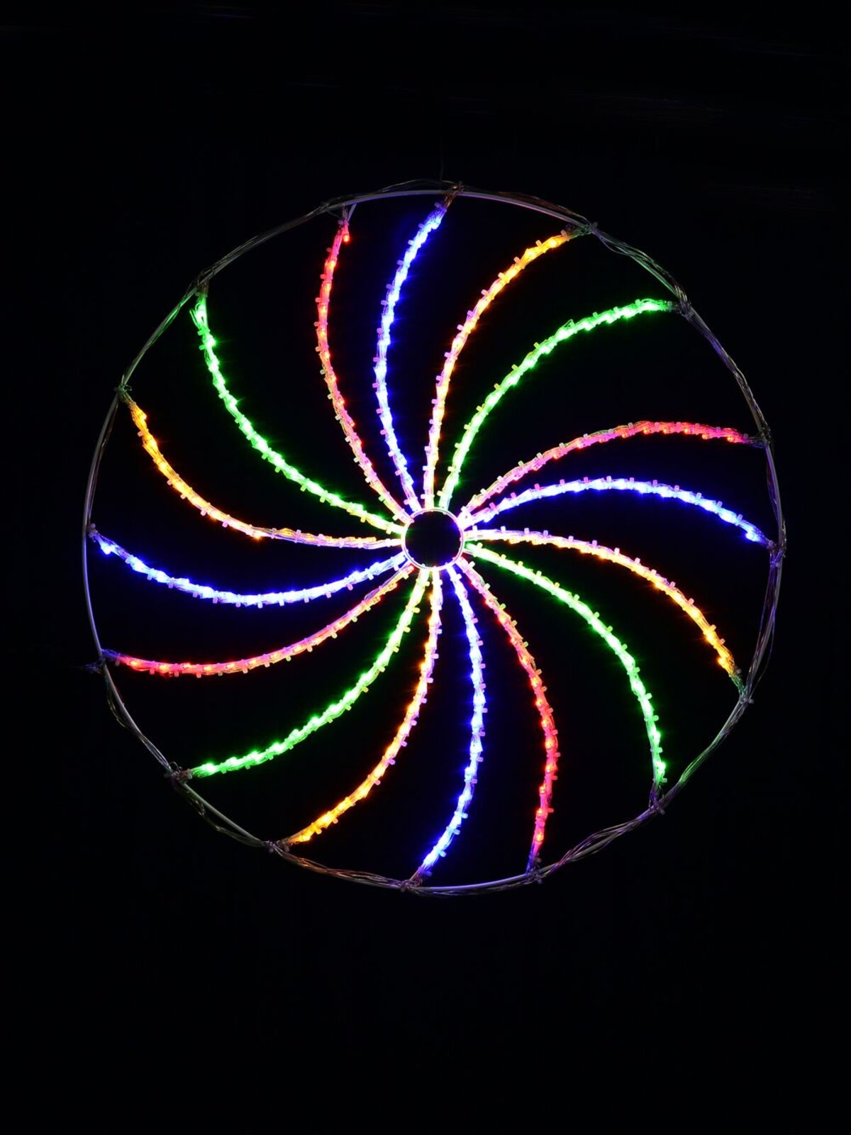 Blue, Red, Green & Yellow LED Spiral Wheel Silhouette - 60cm