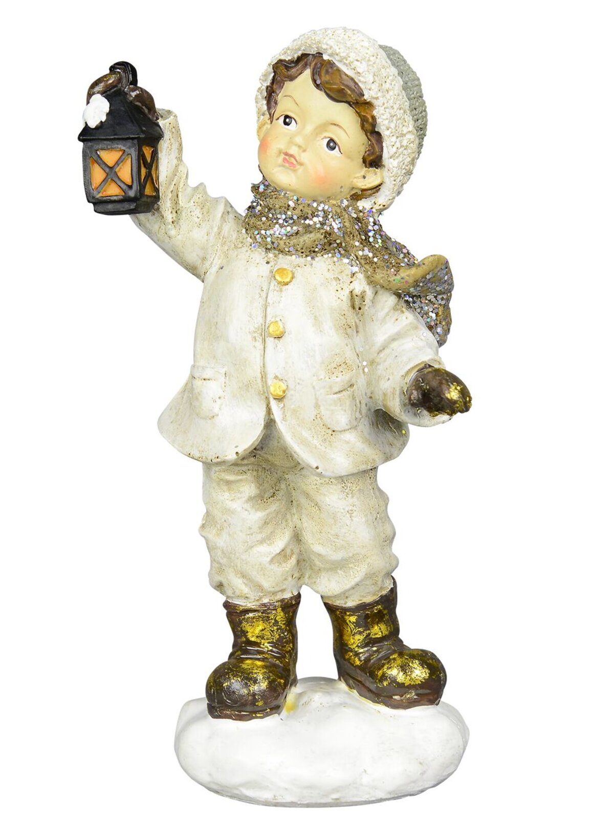 Boy with Lantern Standing Ornament - 19cm