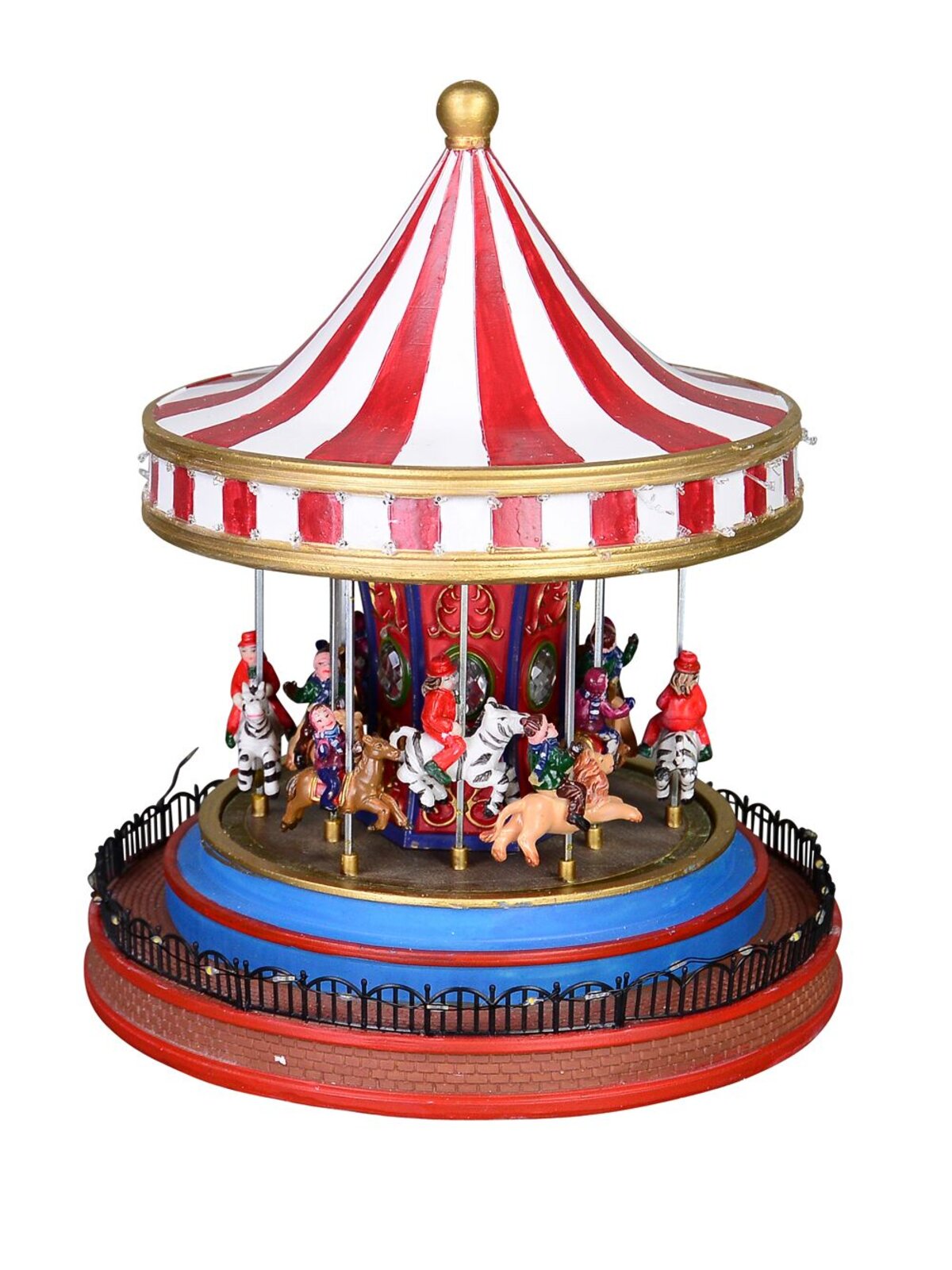 Carnival Themed Red & White Topped Merry-Go-Round - 26cm