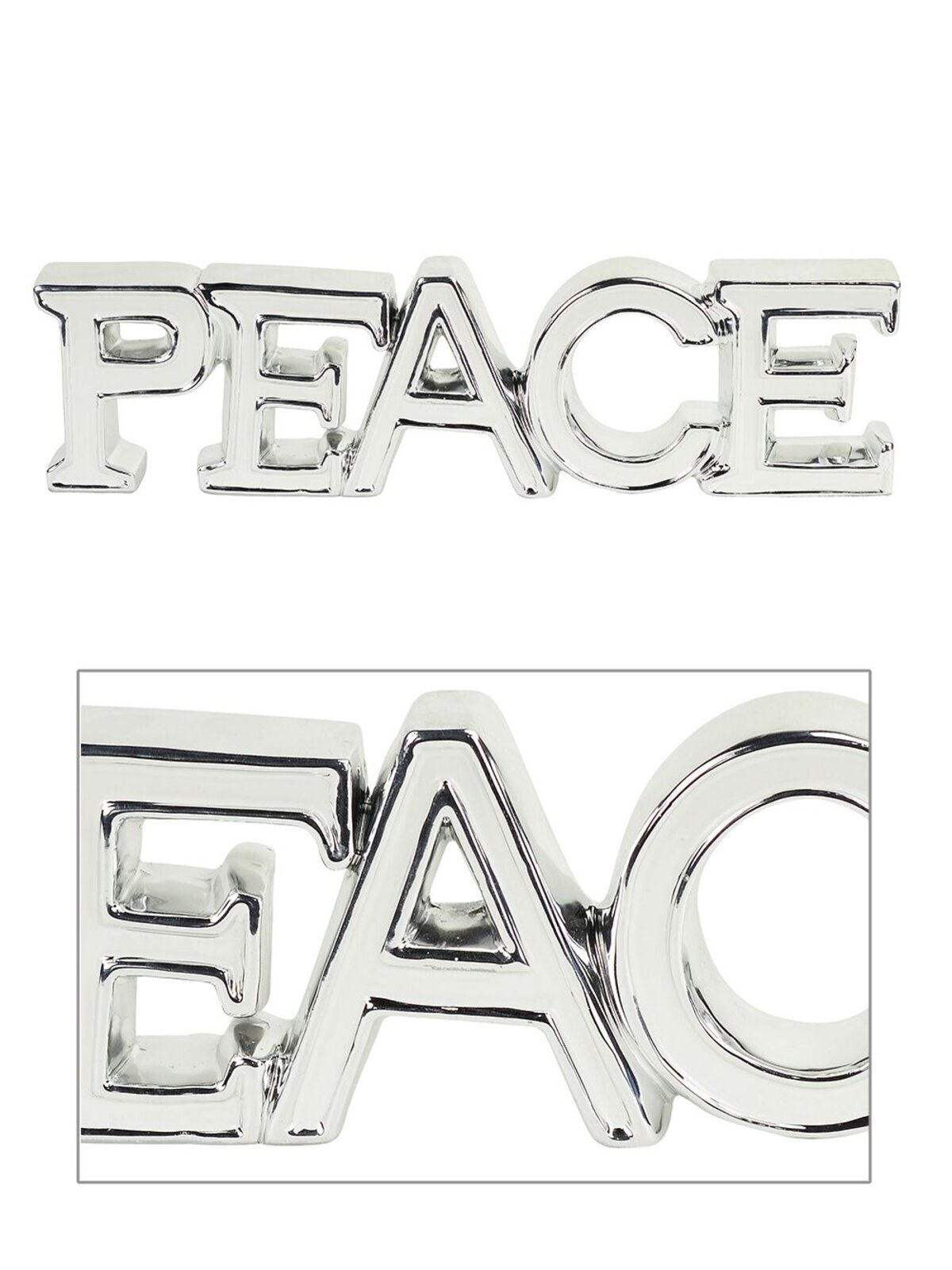 Ceramic White & Silver ' PEACE ' Freestanding Ornament - 38cm