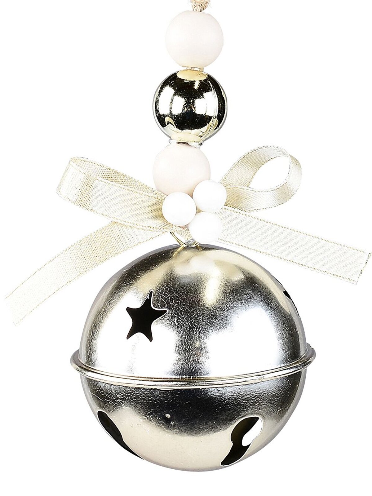Champagne & Cream Whimsical Essential Tinkling Jingle Bell Bauble | 65mm