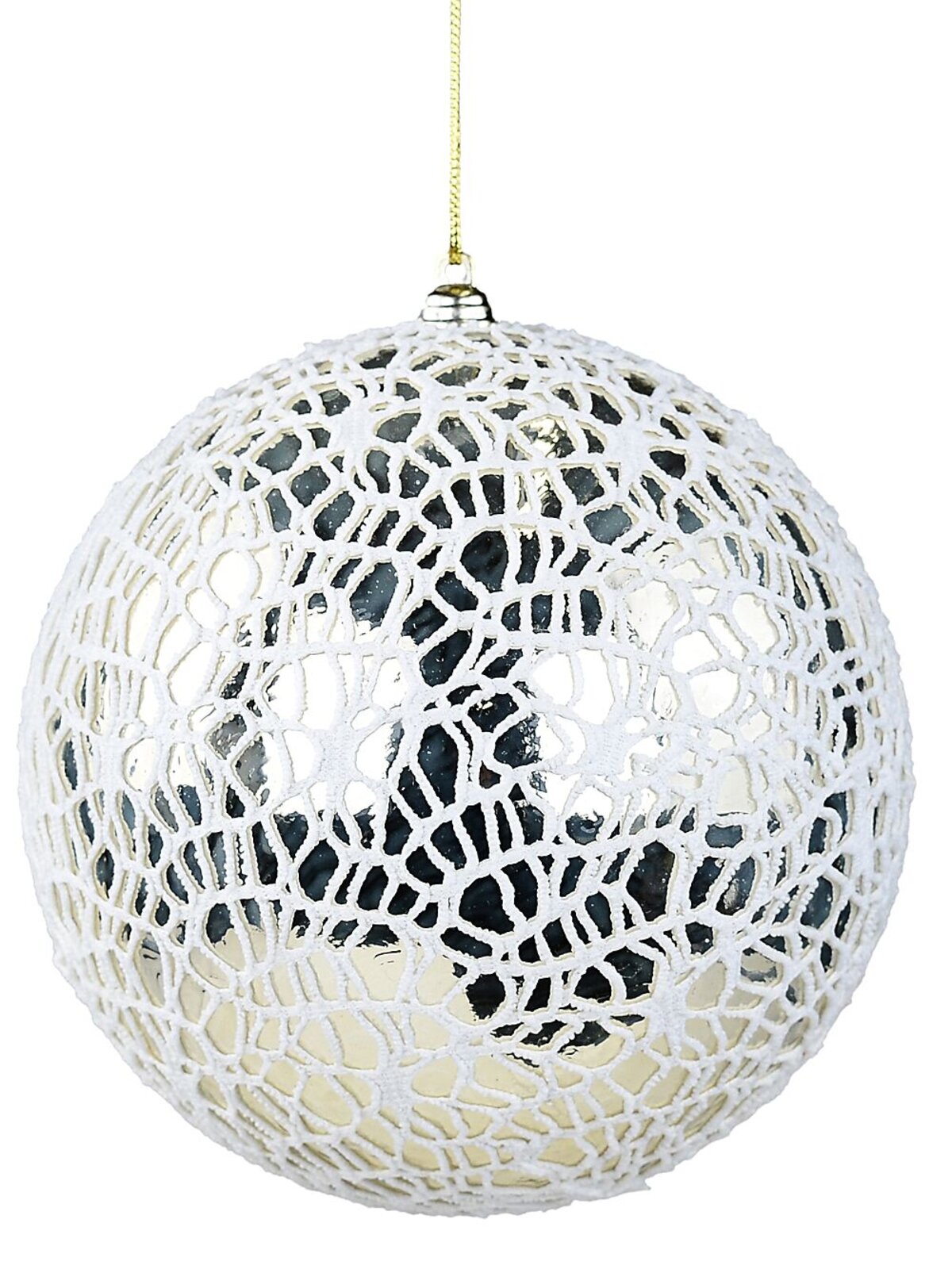 Champagne Dynamic Grand Textured Mesh Overlay Bauble | 15cm