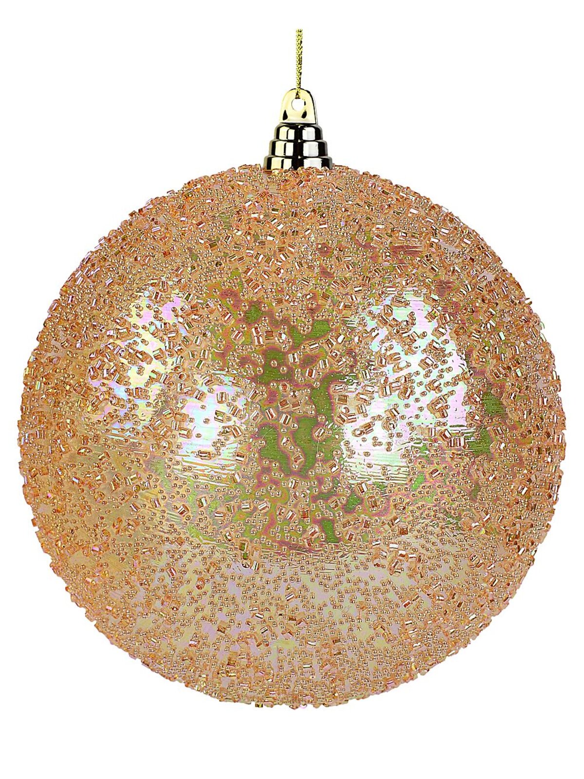 Champagne Orange Beaded Majestic Large Display Bauble | 20cm