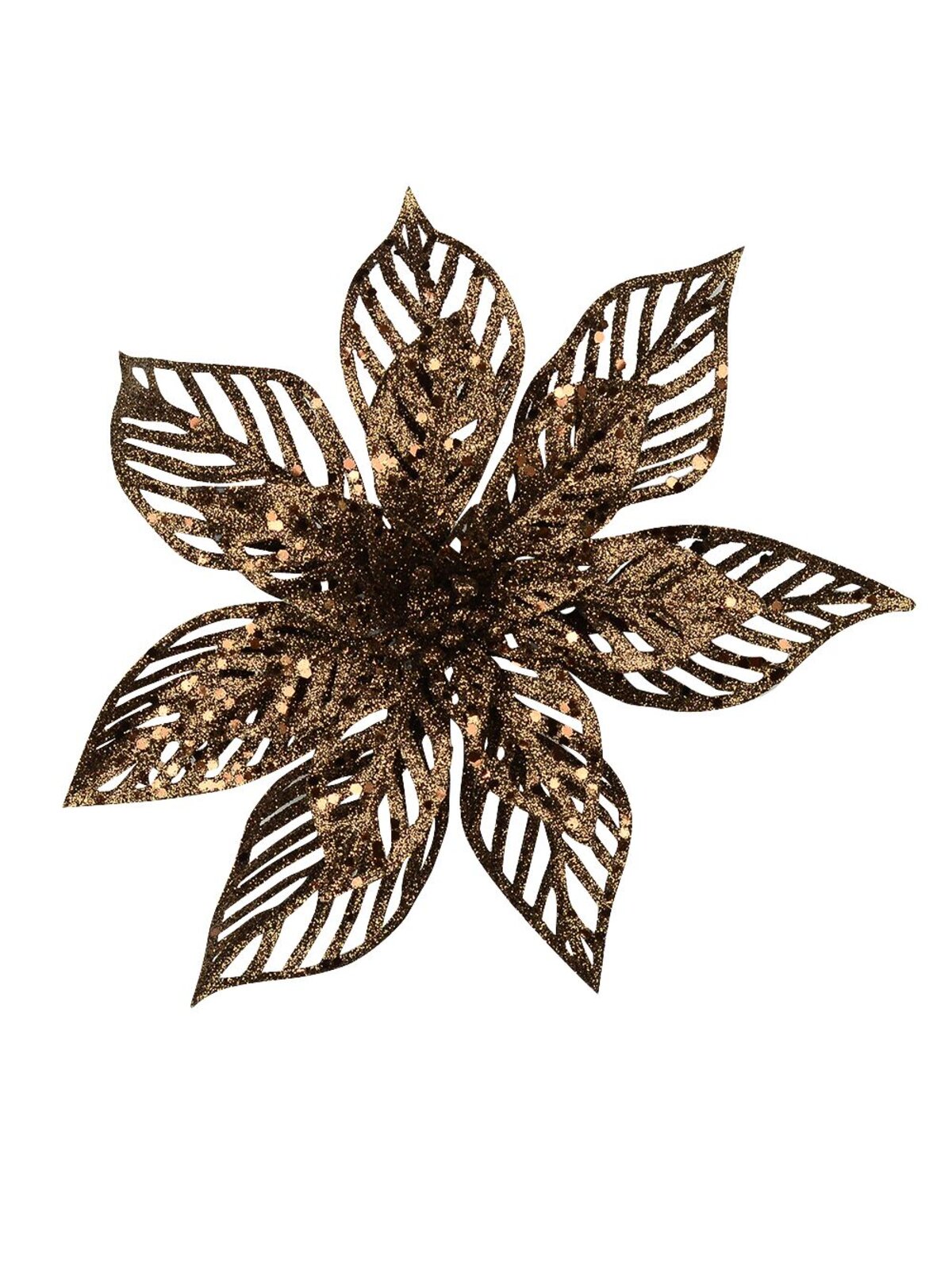 Chocolate Glittered Poinsettia Pick - 15cm