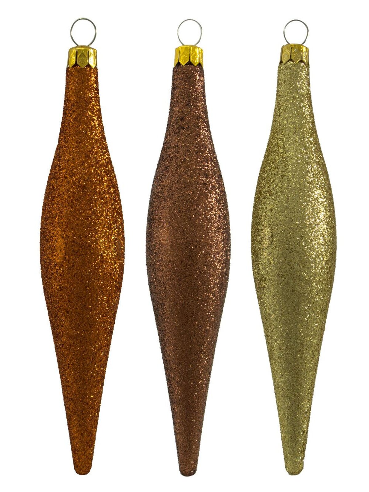 Chocolate, Gold & Copper Glittered Pine Cone Decorations - 6 x 15cm