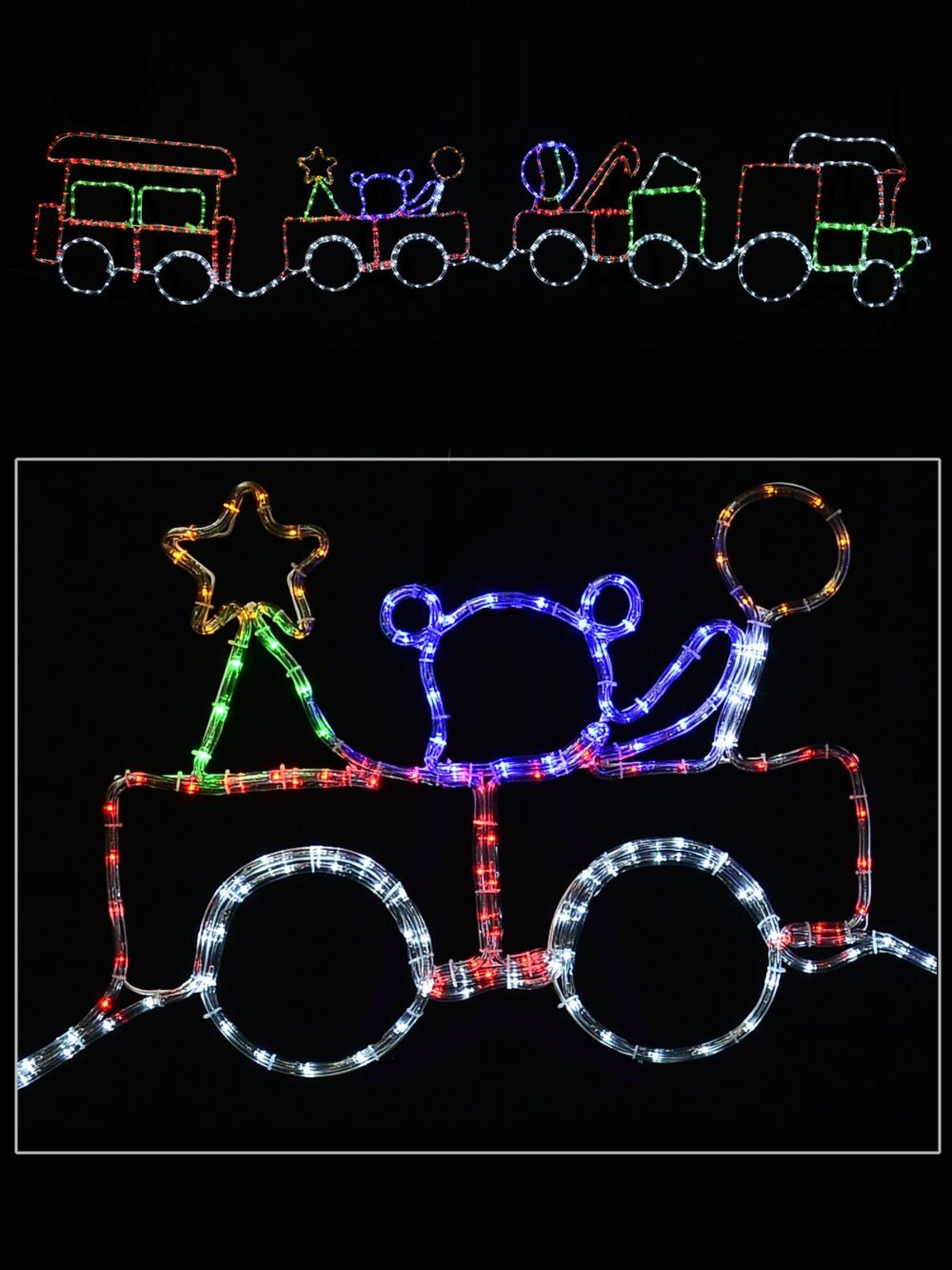 Christmas 2D Rope Light Silhouette Train With 3 Carriages - 2.8m