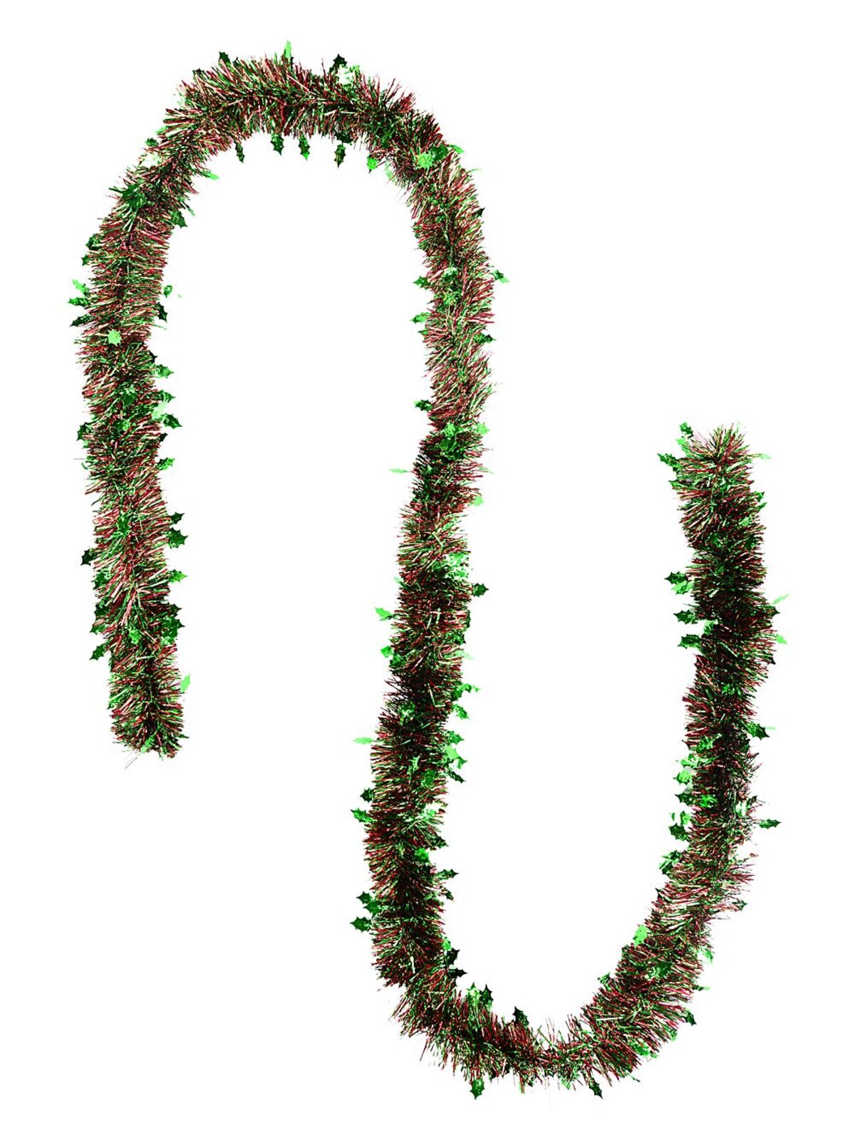Classic 6ply Green Holly & Red Fir Christmas Tinsel Garland | 2.7m x 80mm