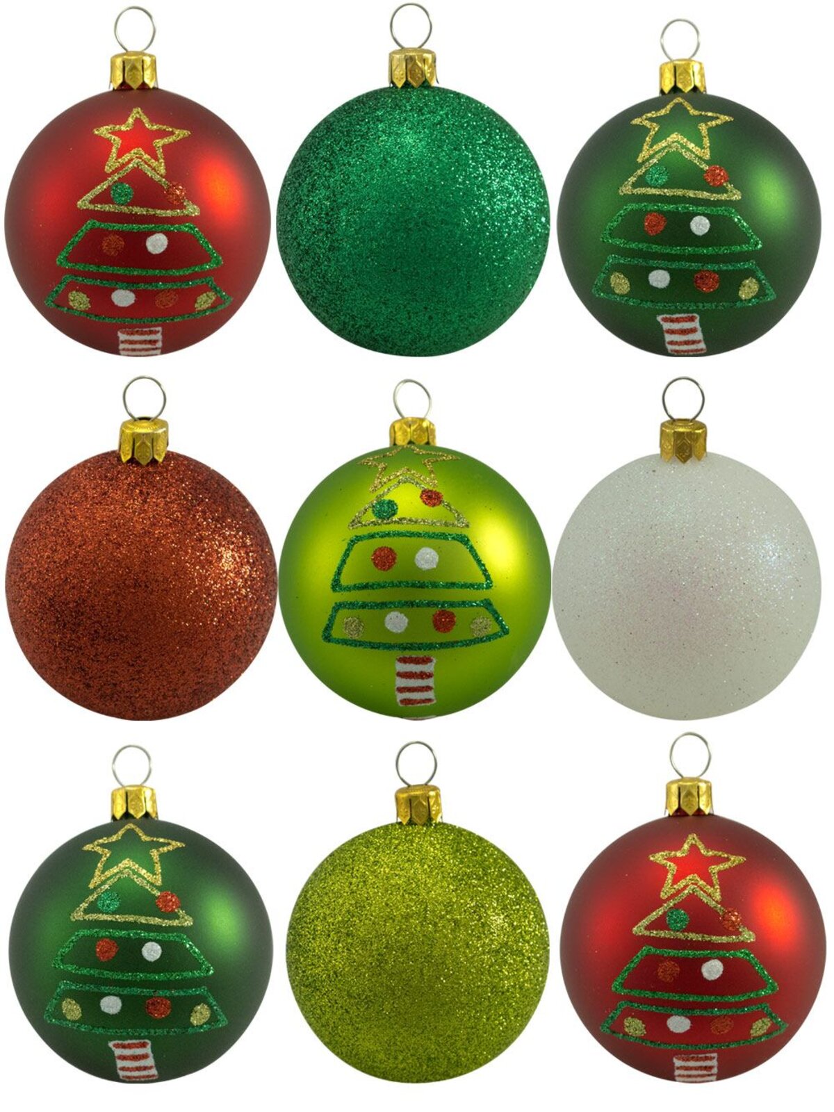 Classic Christmas Coloured Baubles - 9 x 60mm