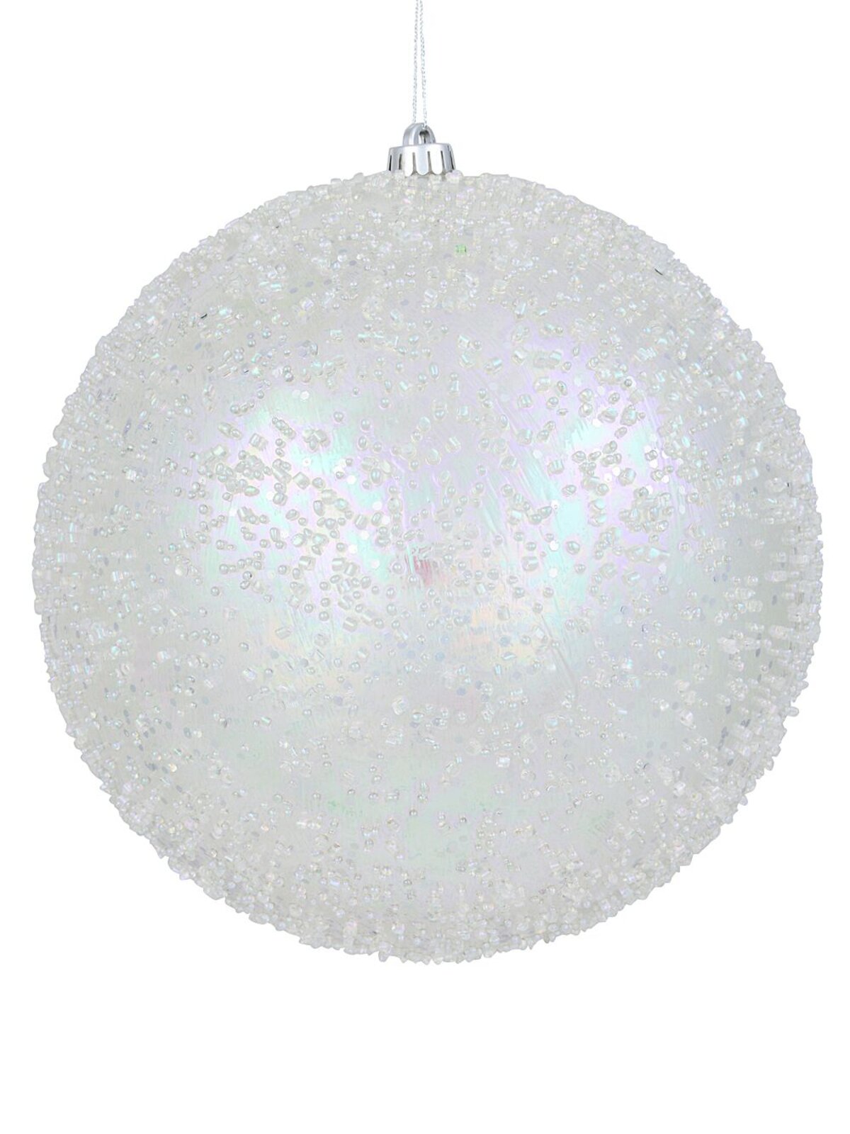 Clear Iridescent Beaded Monumental Large Display Bauble | 30cm