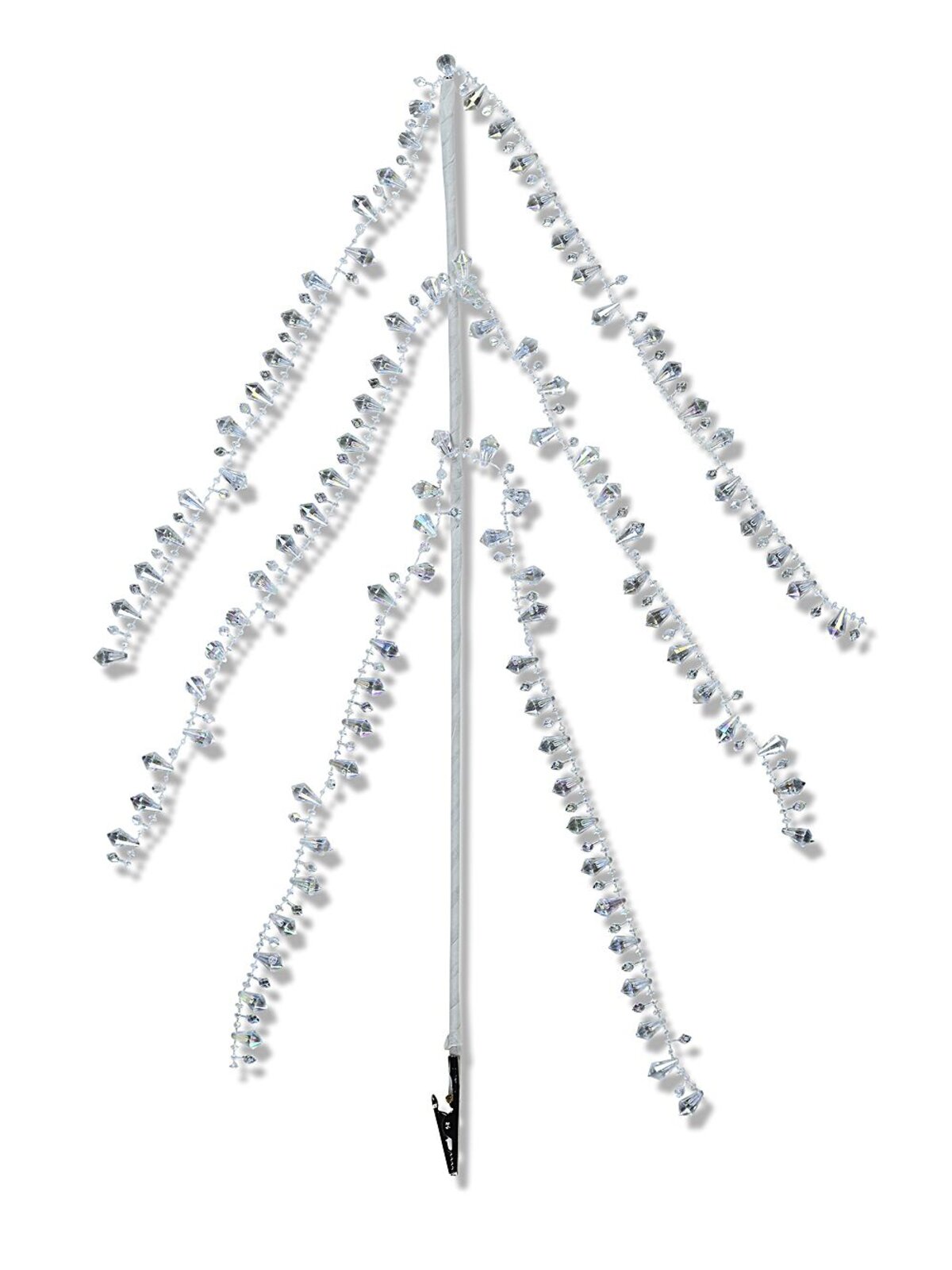 Clear Iridescent Diamante Bead Spray Long Christmas Clip Stem | 45cm
