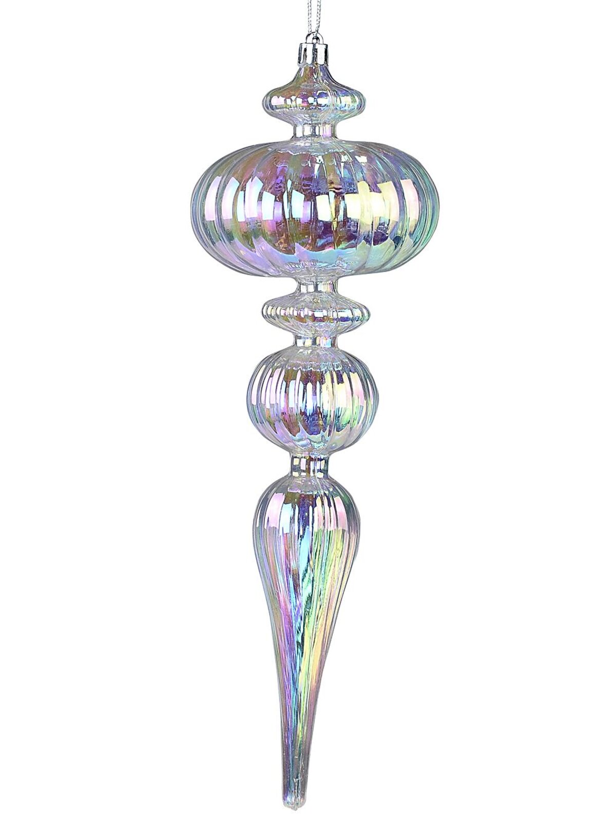 Clear Iridescent Lustrous Grand Icicle Finial Drop | 30cm