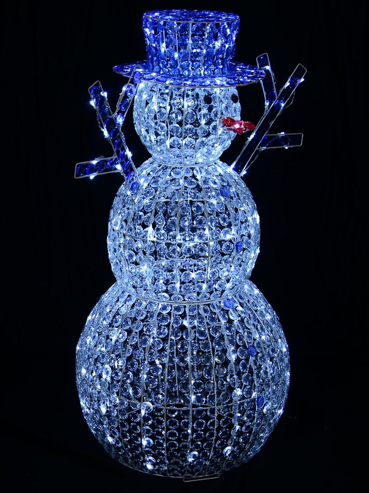 Cool White LED Crystal 3D Winter Snowman With Top Hat - 1.2m