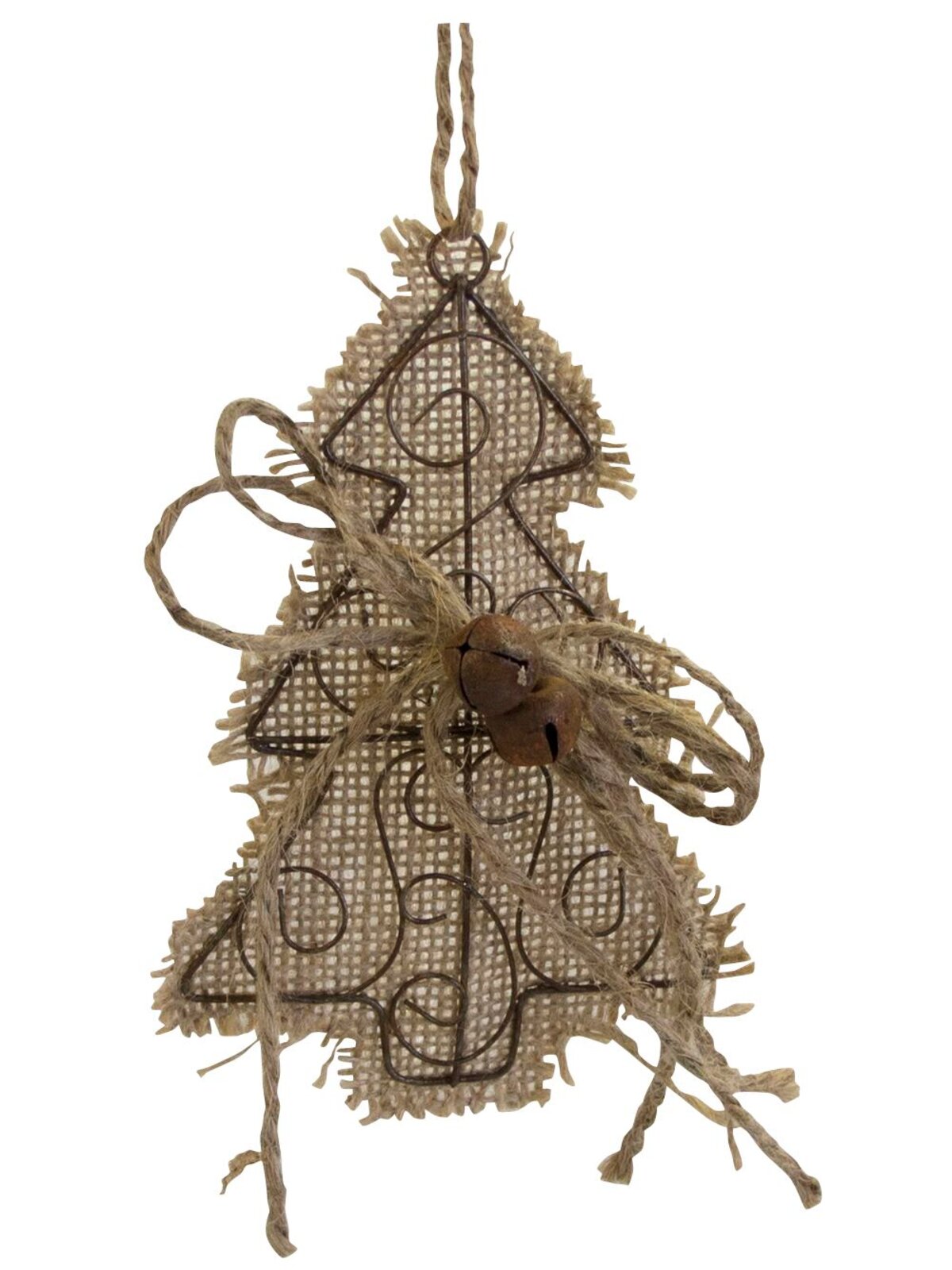 Country Look Hessian Christmas Tree Hanging Decoration - 15cm