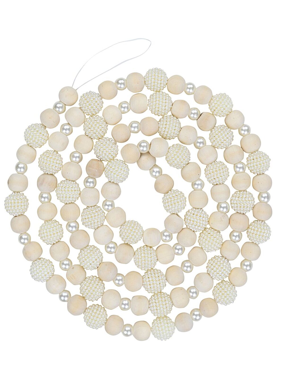 Cream Pearl & Natural Wood Radiant Beaded Garland | 1.8m