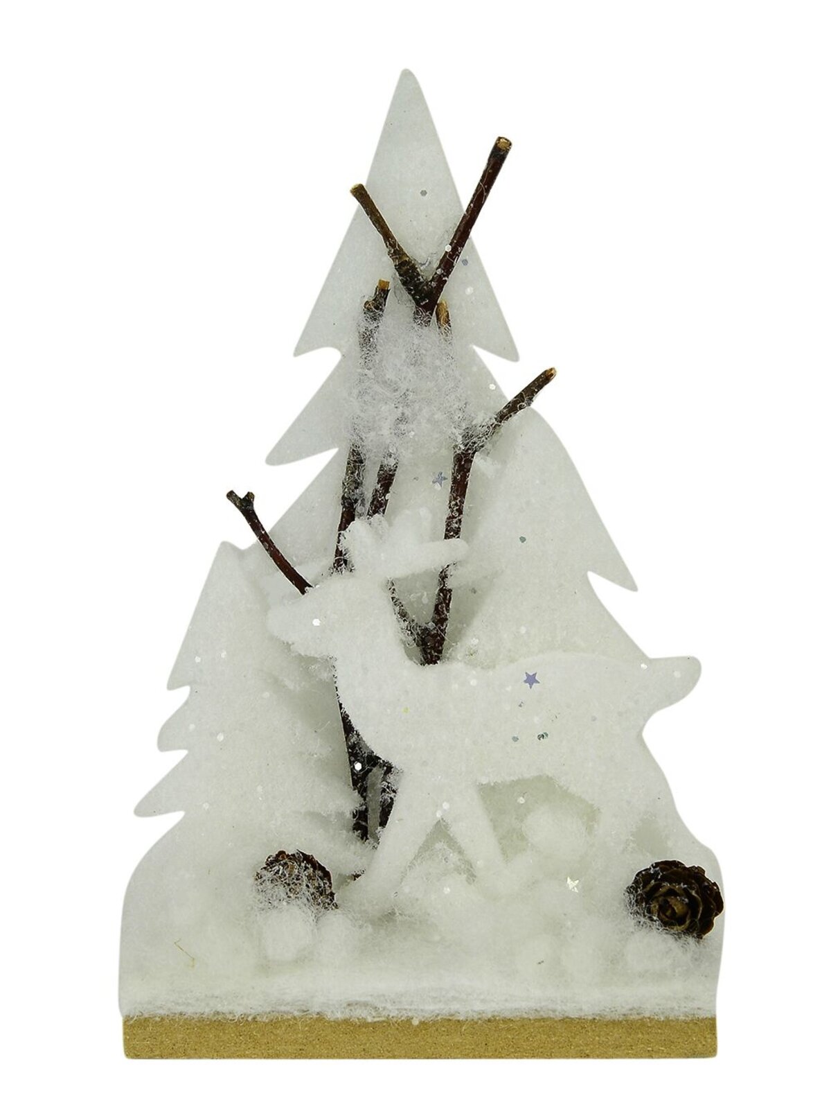 Dacron Reindeer & Trees Ornament - 15cm