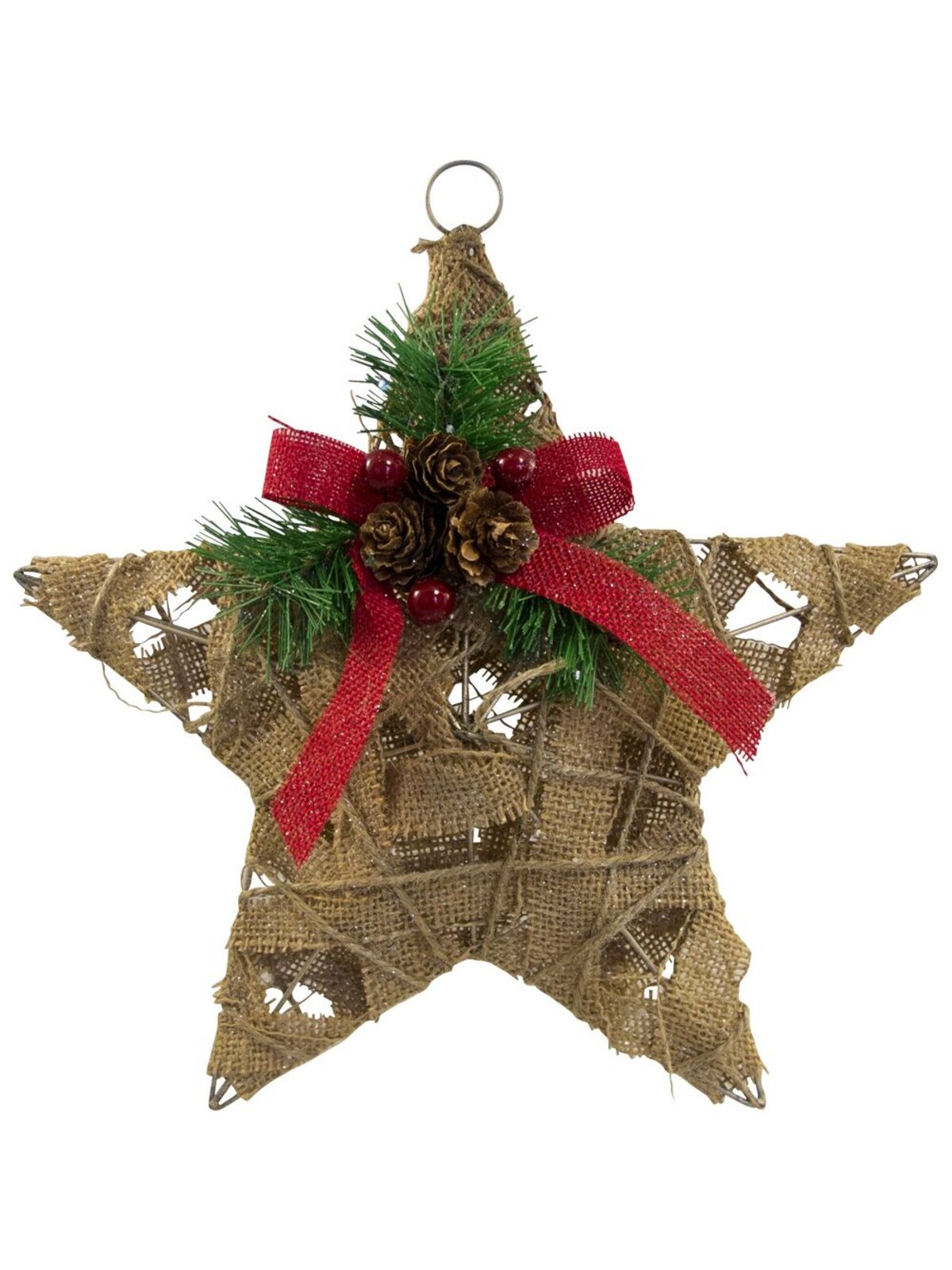 Decorated Hessian 3D Wired Star - 25cm