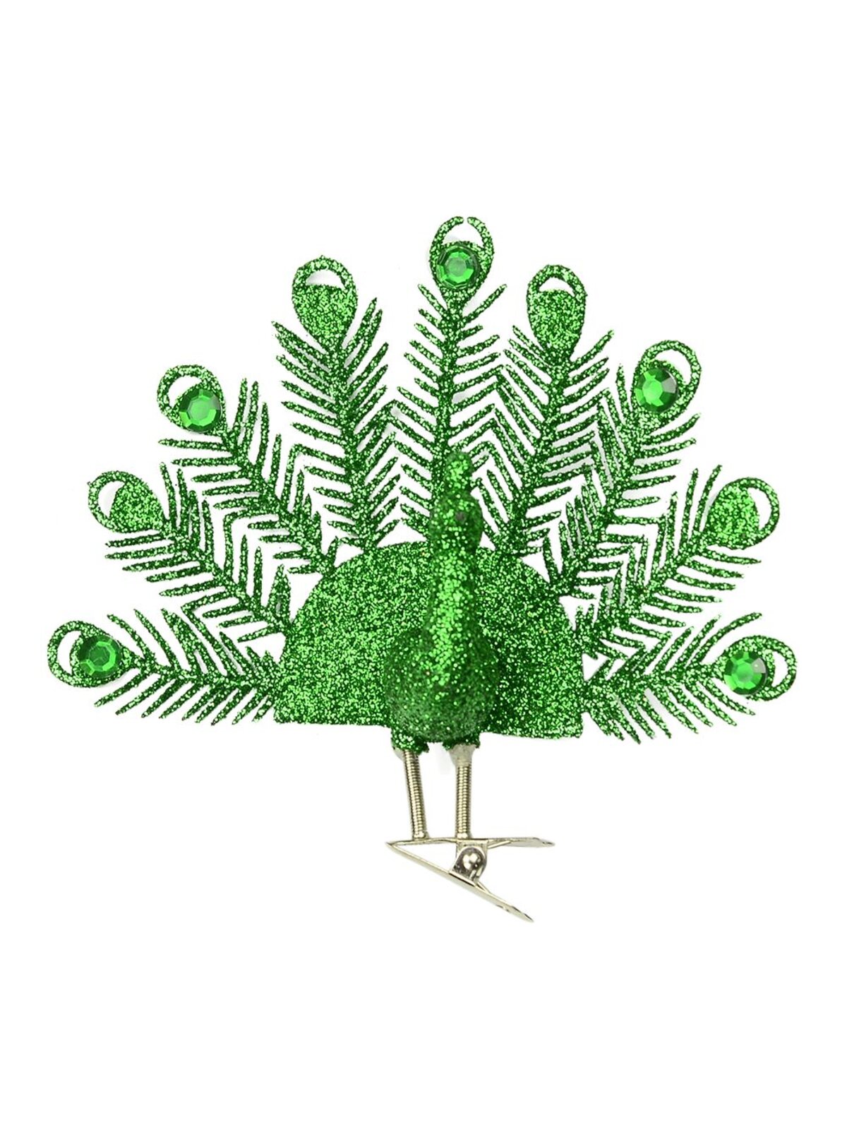 Emerald Green Peacock Tree Decoration - 13cm