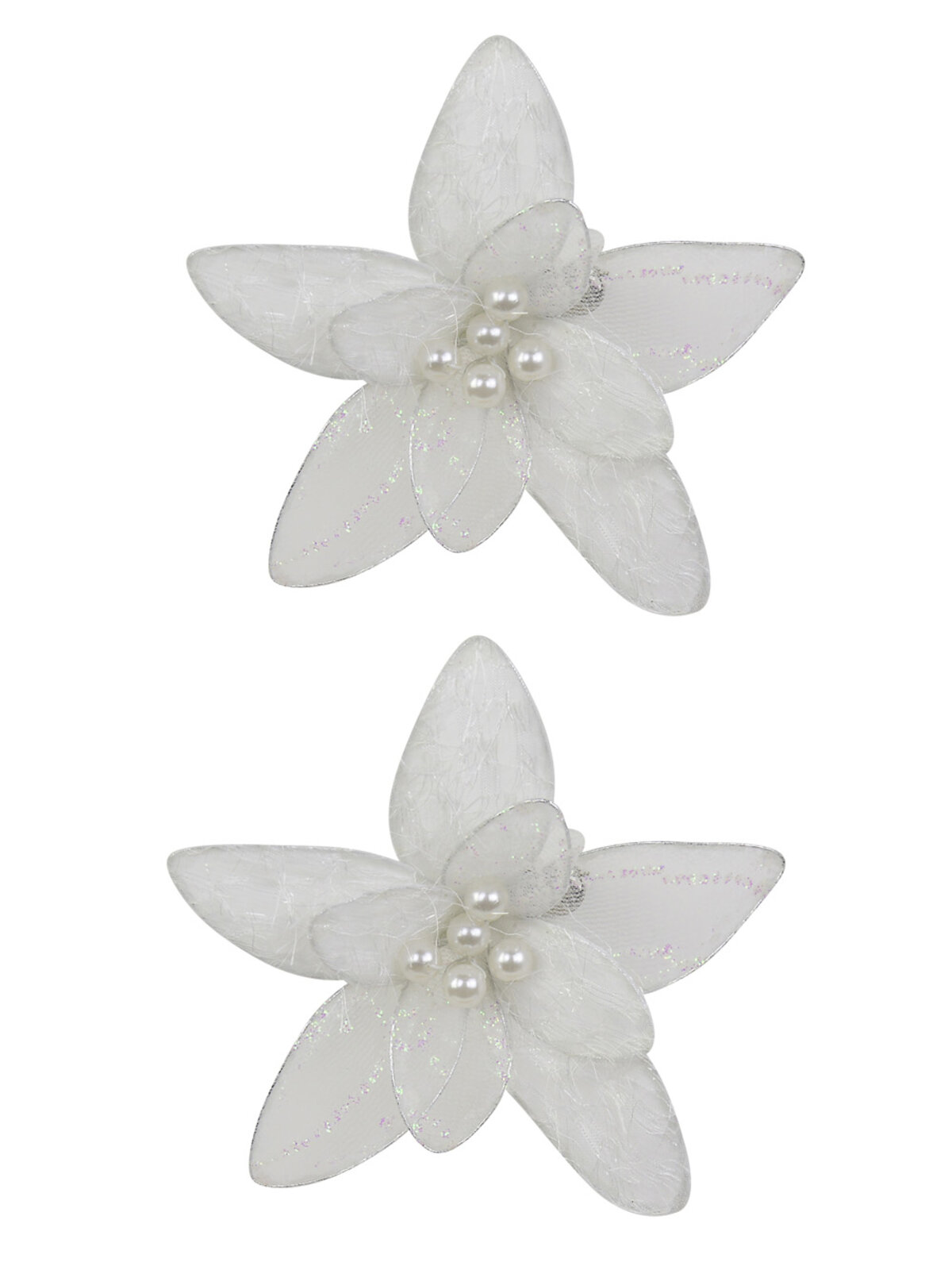 Fabric Flower Hanging Ornament With Ivory Pearl Embellishment - 2 x 13cm